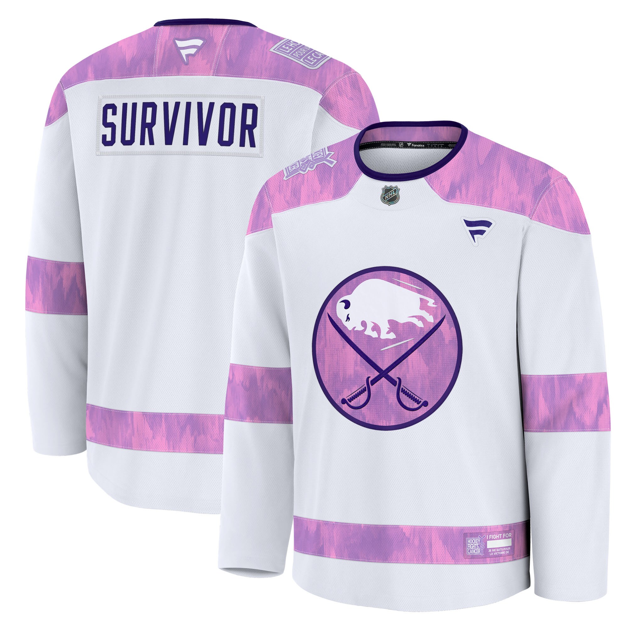 Buffalo Sabres Fanatics Hockey Fights Cancer Survivor Practice Jersey - White