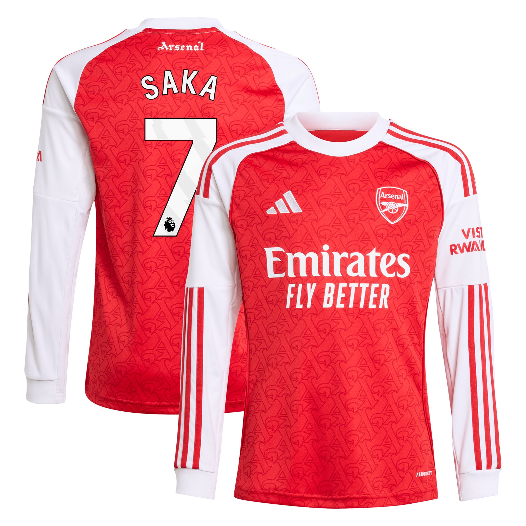 Bukayo Saka Arsenal Youth 2025/26 Home Long Sleeve Player Jersey - Red
