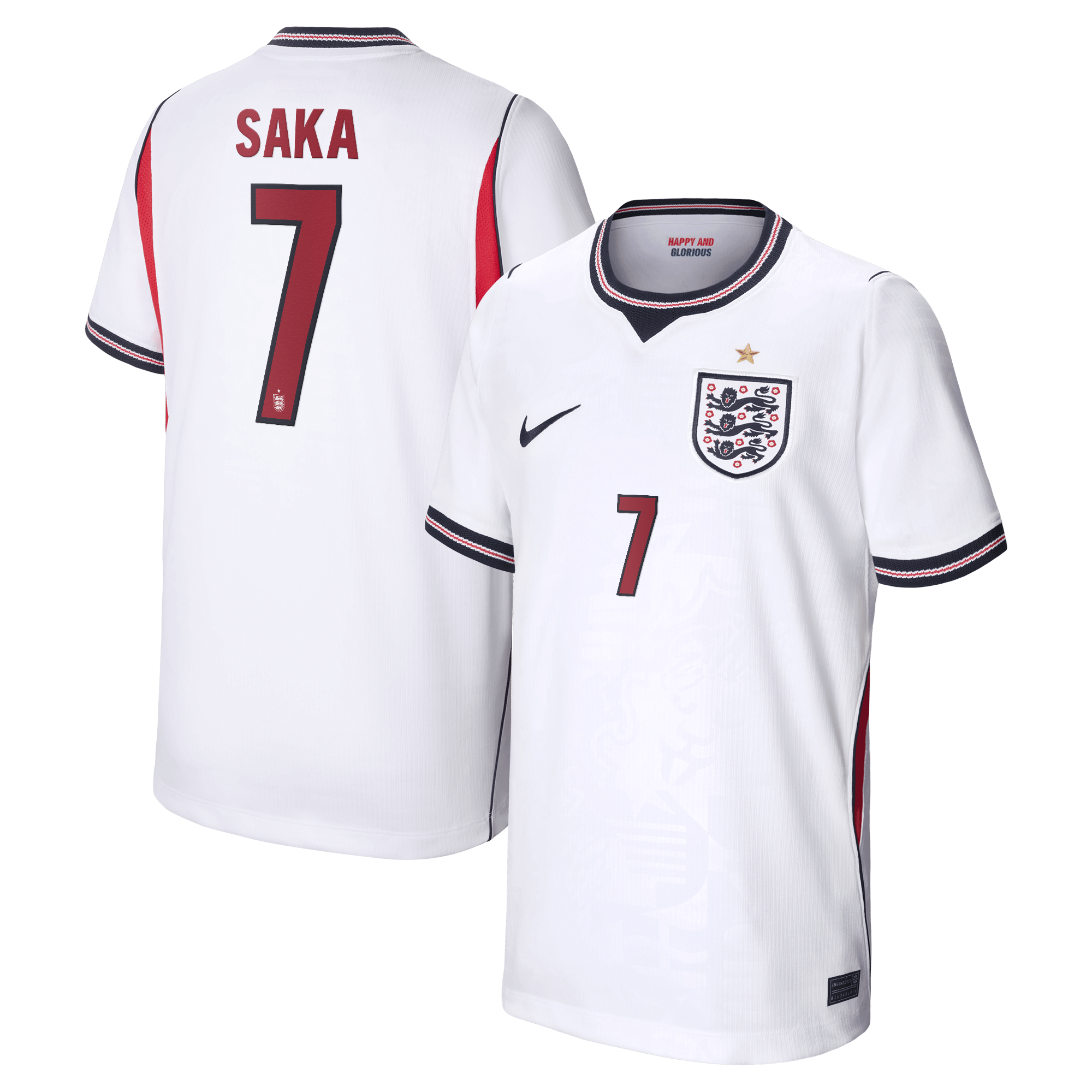 Bukayo Saka England National Team Youth 2026 Home Stadium Jersey