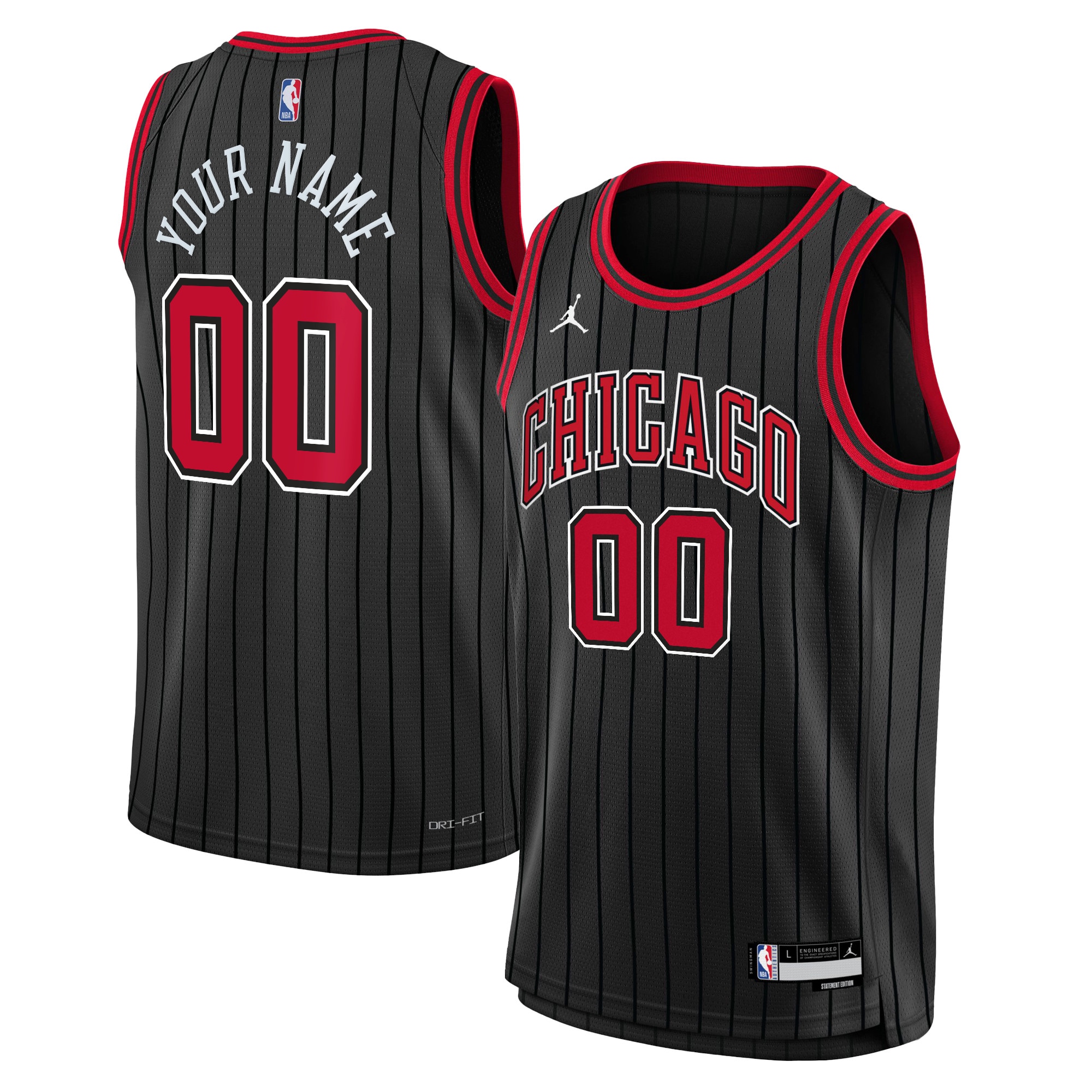 Bulls Black Pinstripe Jersey - Nike - Custom Edition