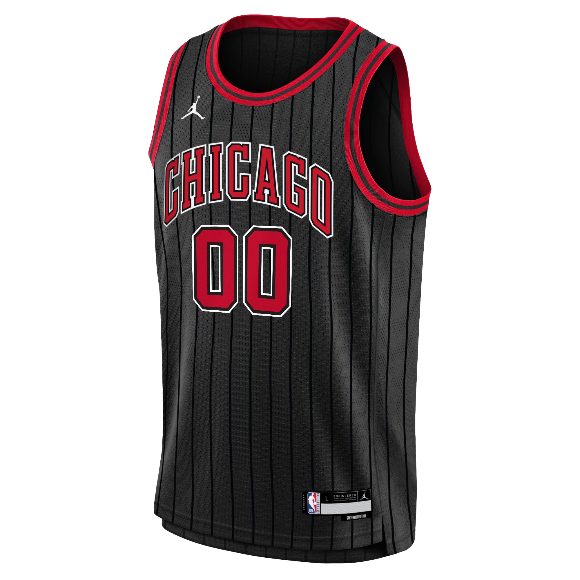 Alternative view of Bulls Black Pinstripe Jersey - Nike - Custom Edition