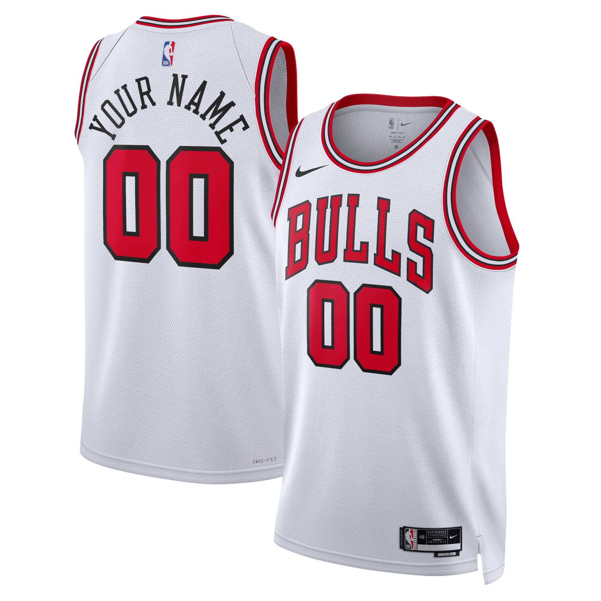 Bulls White Custom Jersey - Nike Bulls White Association Custom Jersey