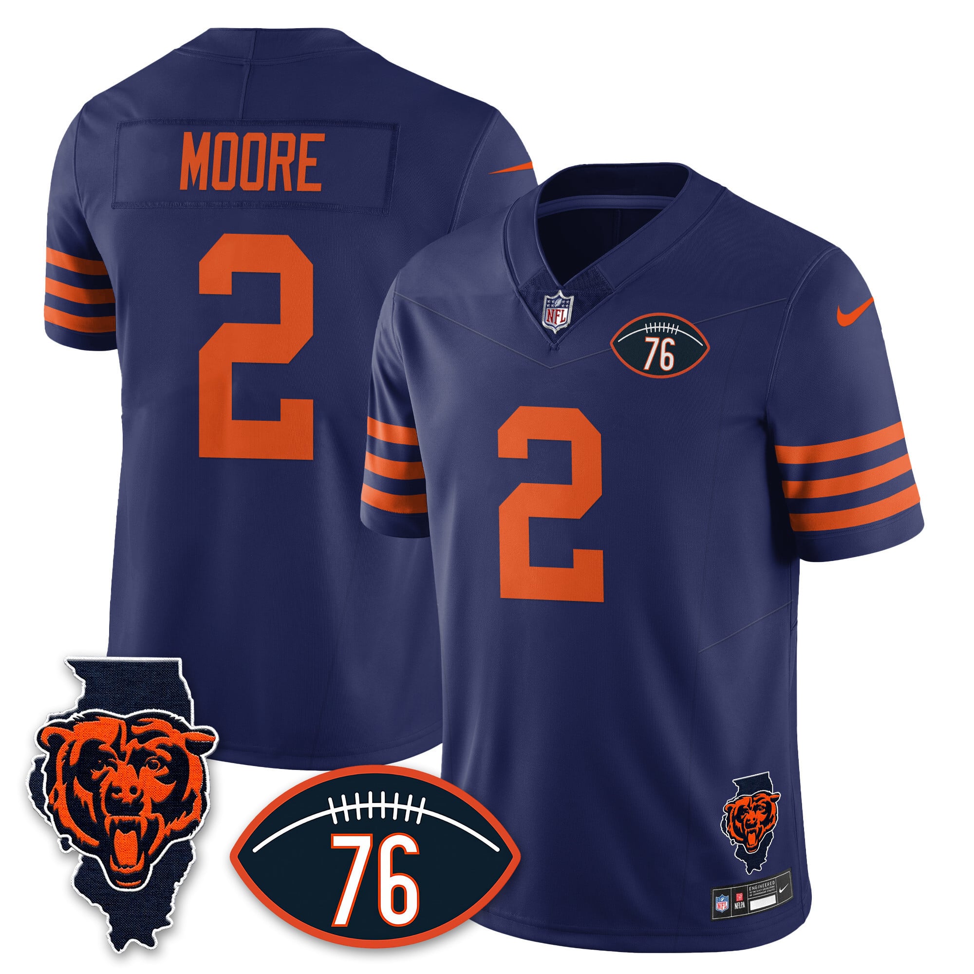 Alternative view of Burden III Bears Navy Jersey - Nike Burden III #87 Bears Navy Jersey
