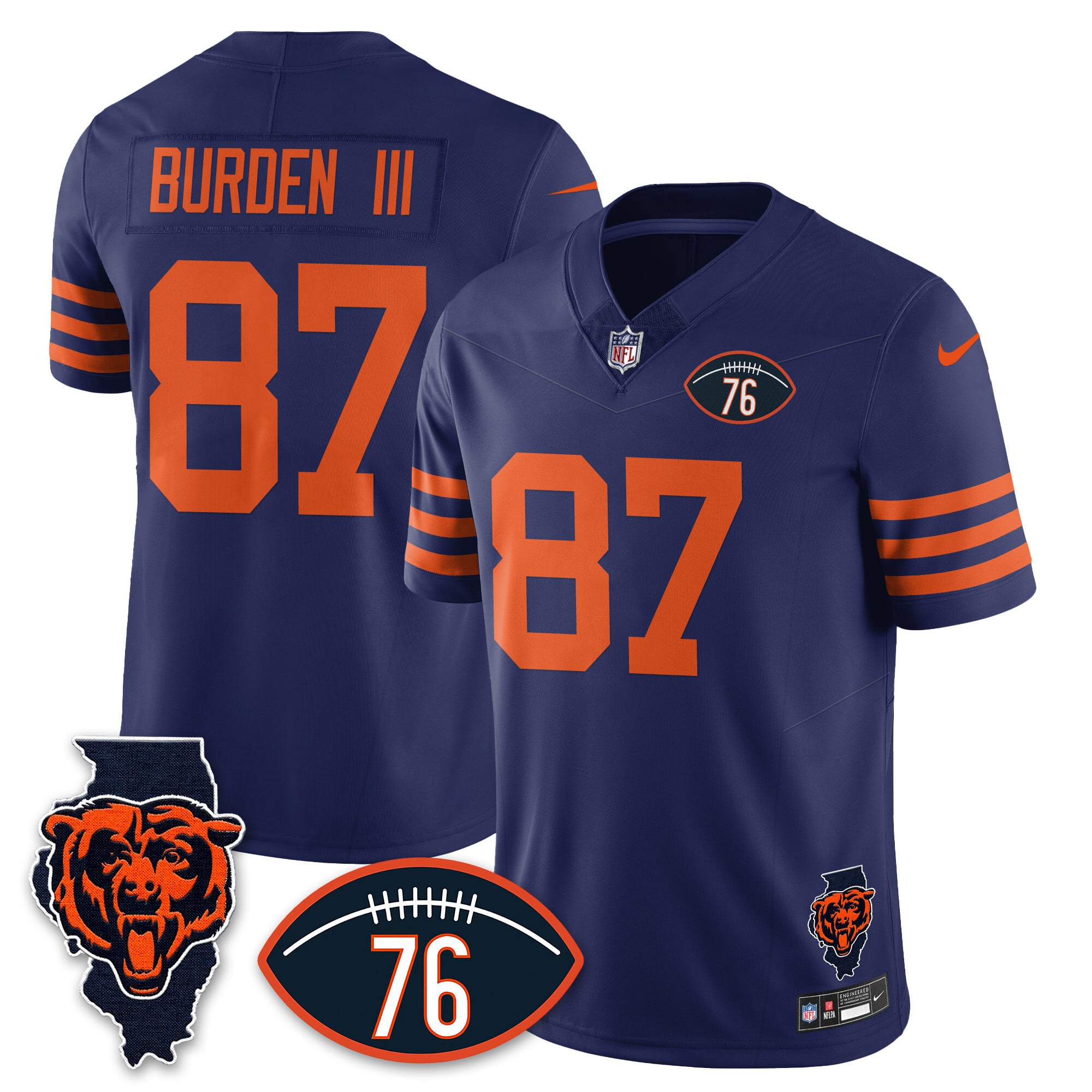 Burden III Bears Navy Jersey - Nike Burden III #87 Bears Navy Jersey