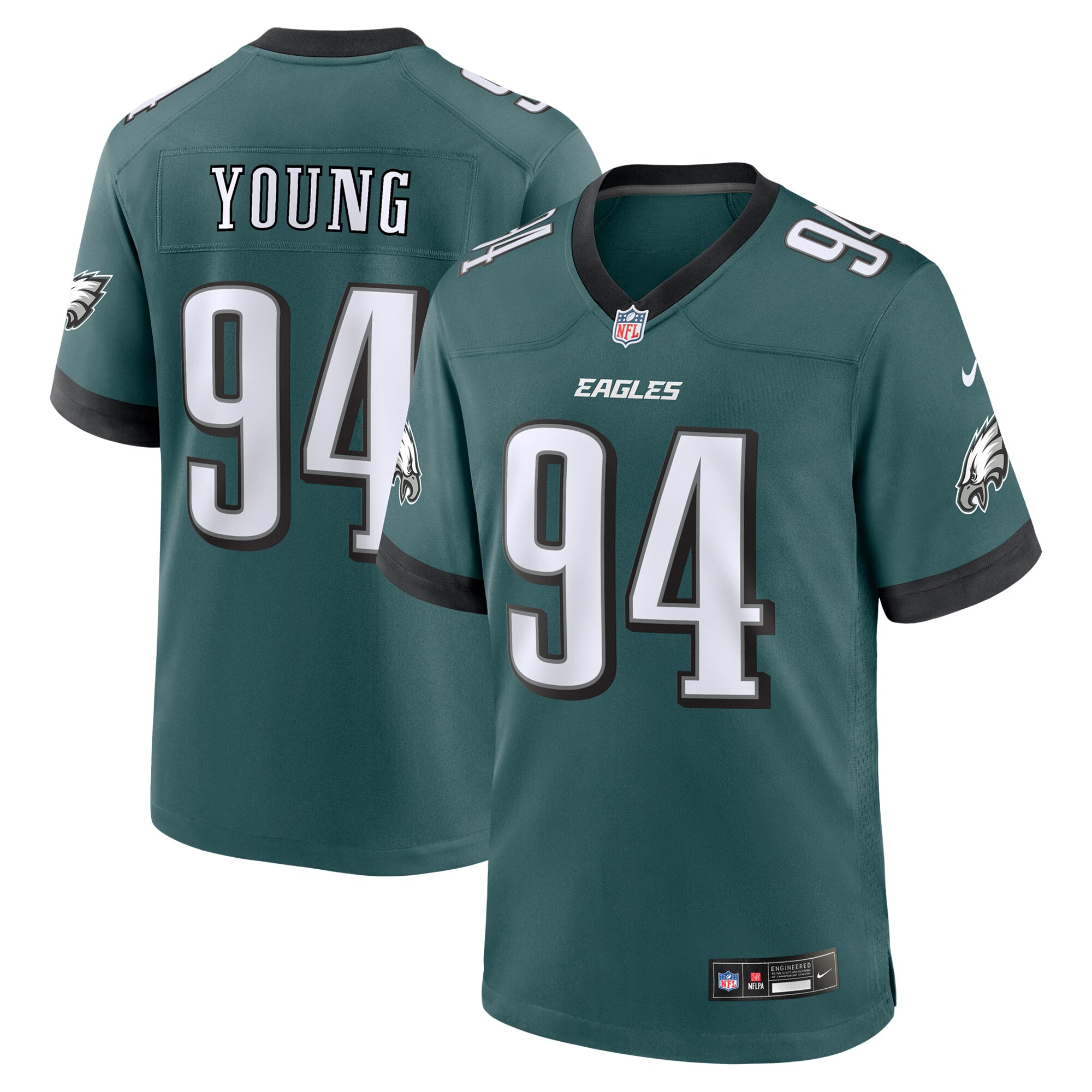 Byron Young Philadelphia Eagles Team Game Jersey - Midnight Green