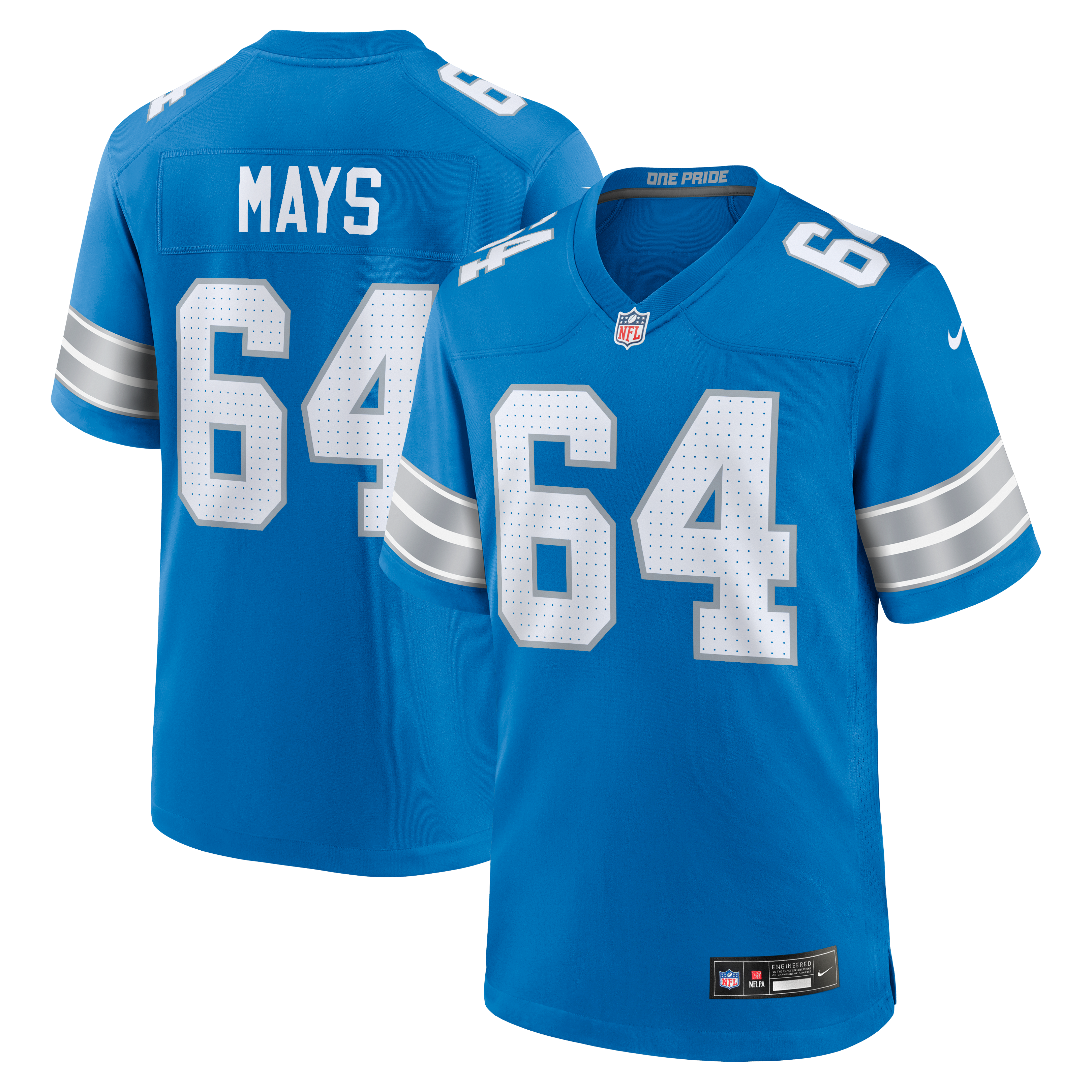 Cade Mays Detroit Lions Team Game Jersey - Blue