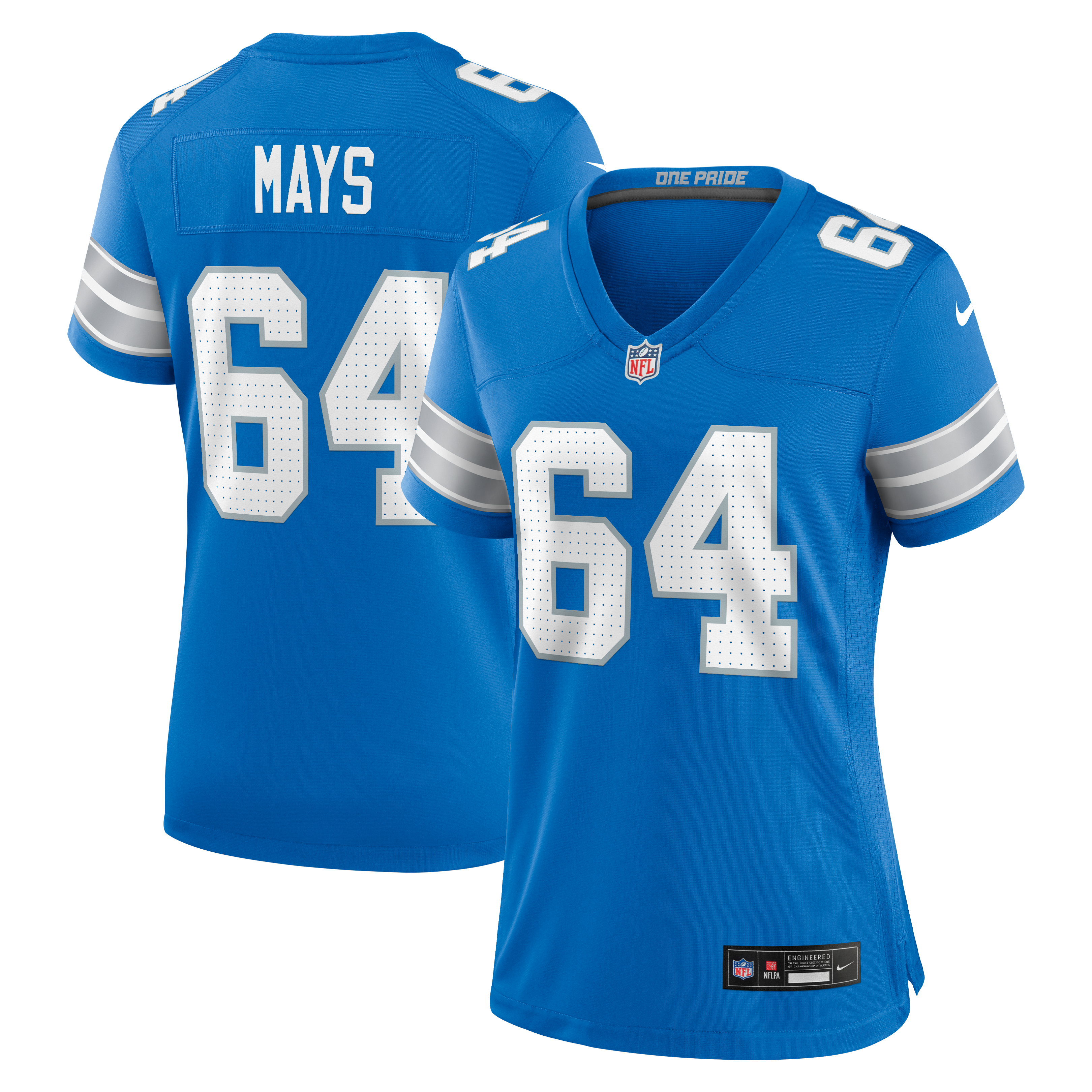 Cade Mays Detroit Lions Women's Team Game Jersey - Blue
