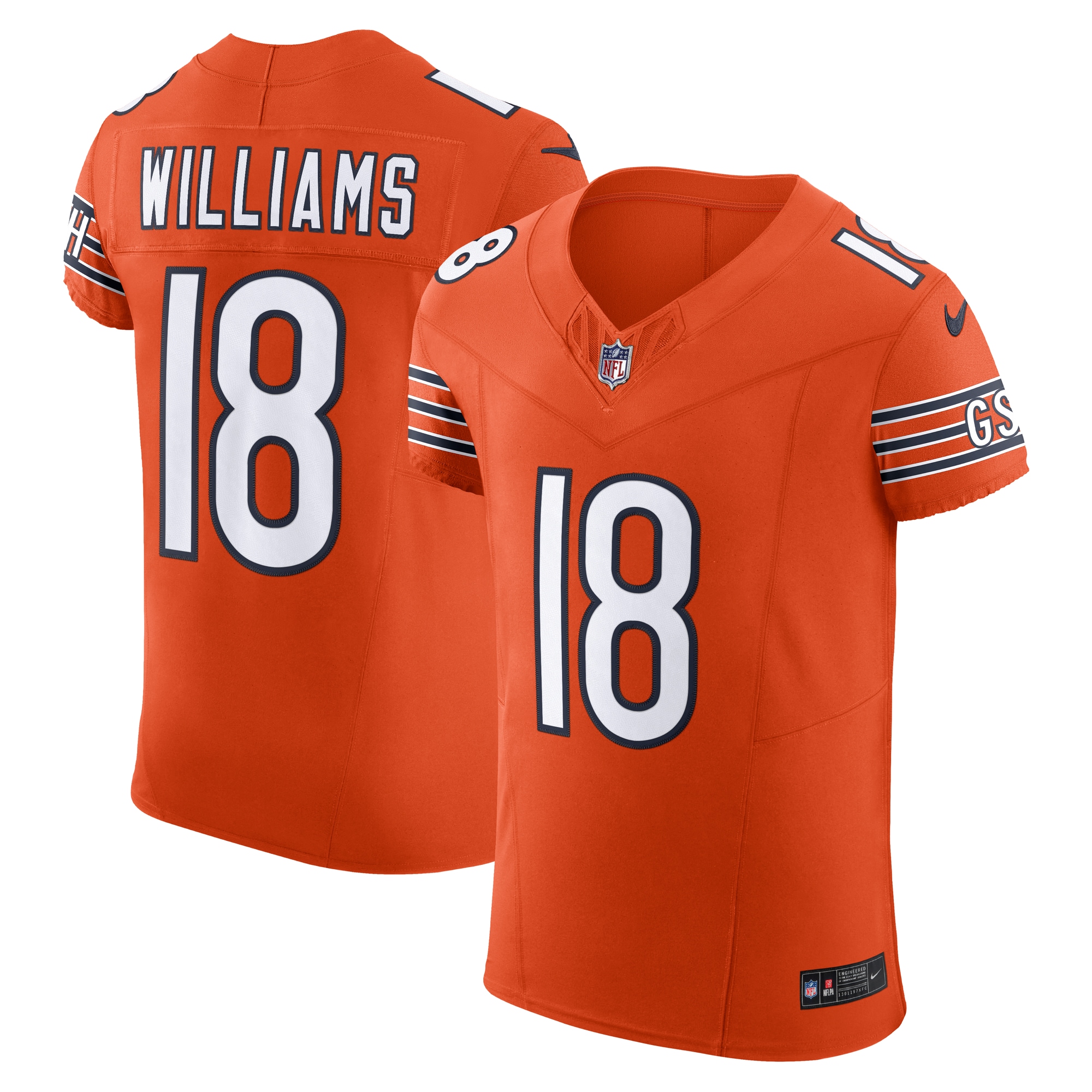 Caleb Williams Chicago Bears Alternate Vapor F.U.S.E. Elite Jersey - Orange