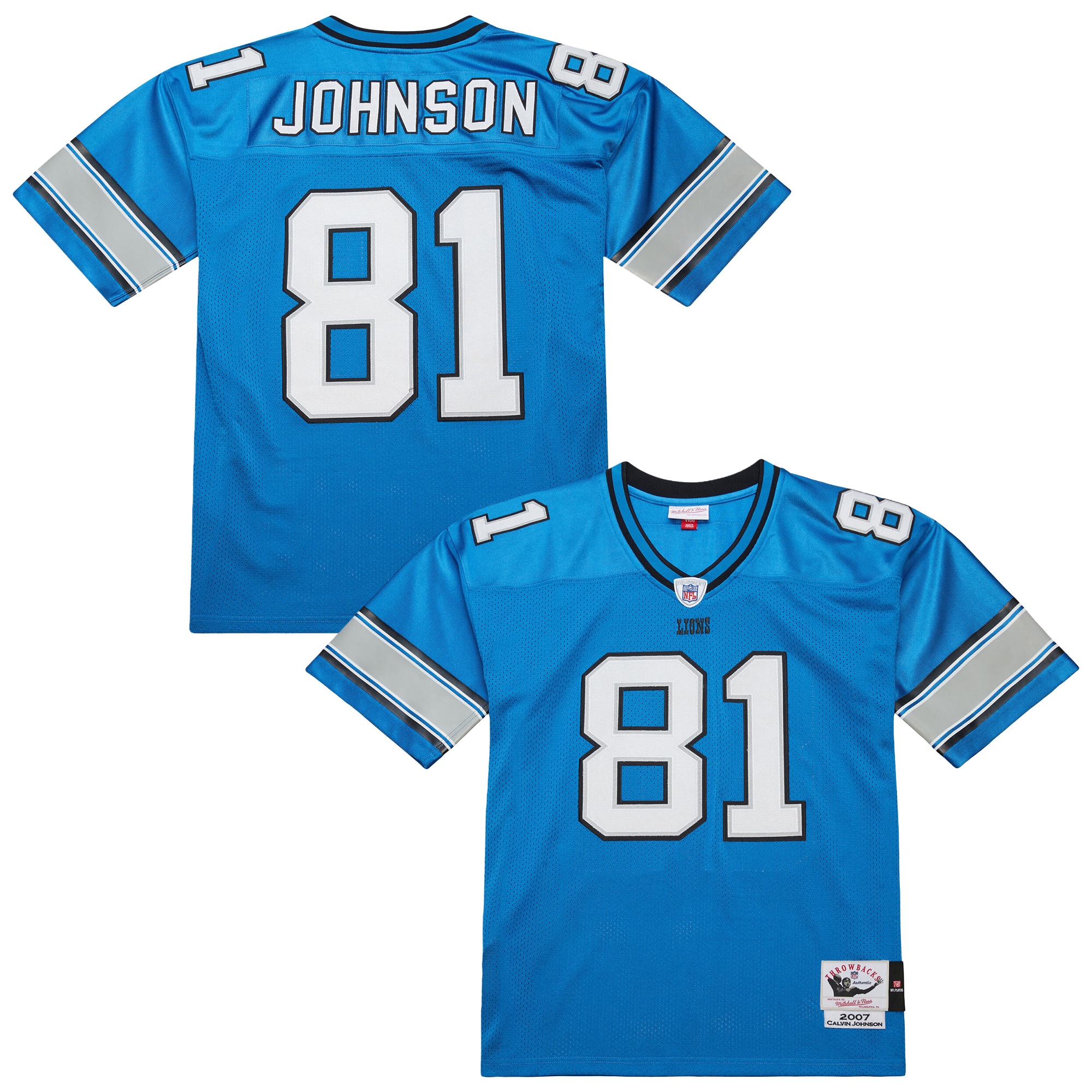 Calvin Johnson Detroit Lions 2007 Throwback Retired Player Jersey - Blue