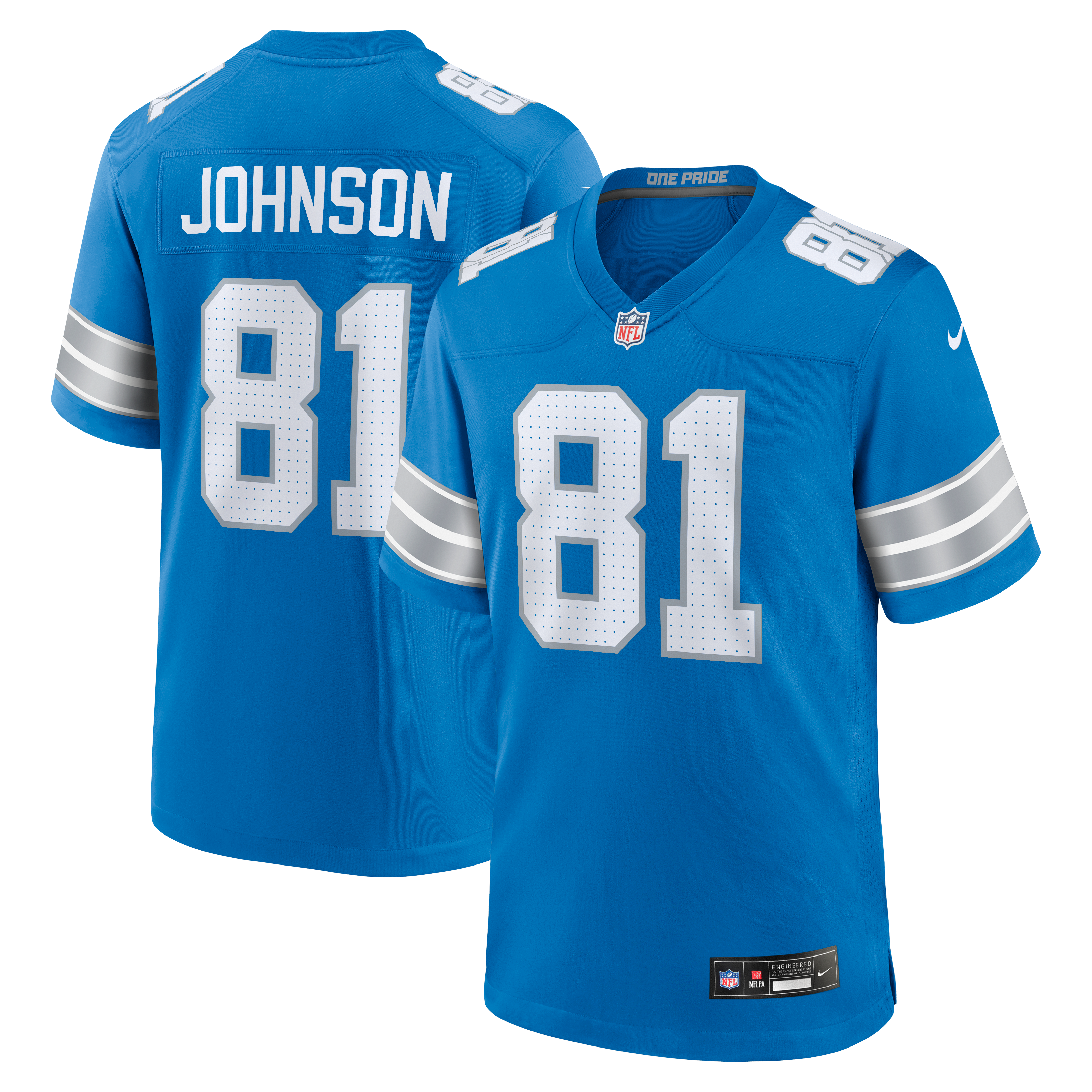 Calvin Johnson Detroit Lions Team Retired Game Jersey - Blue