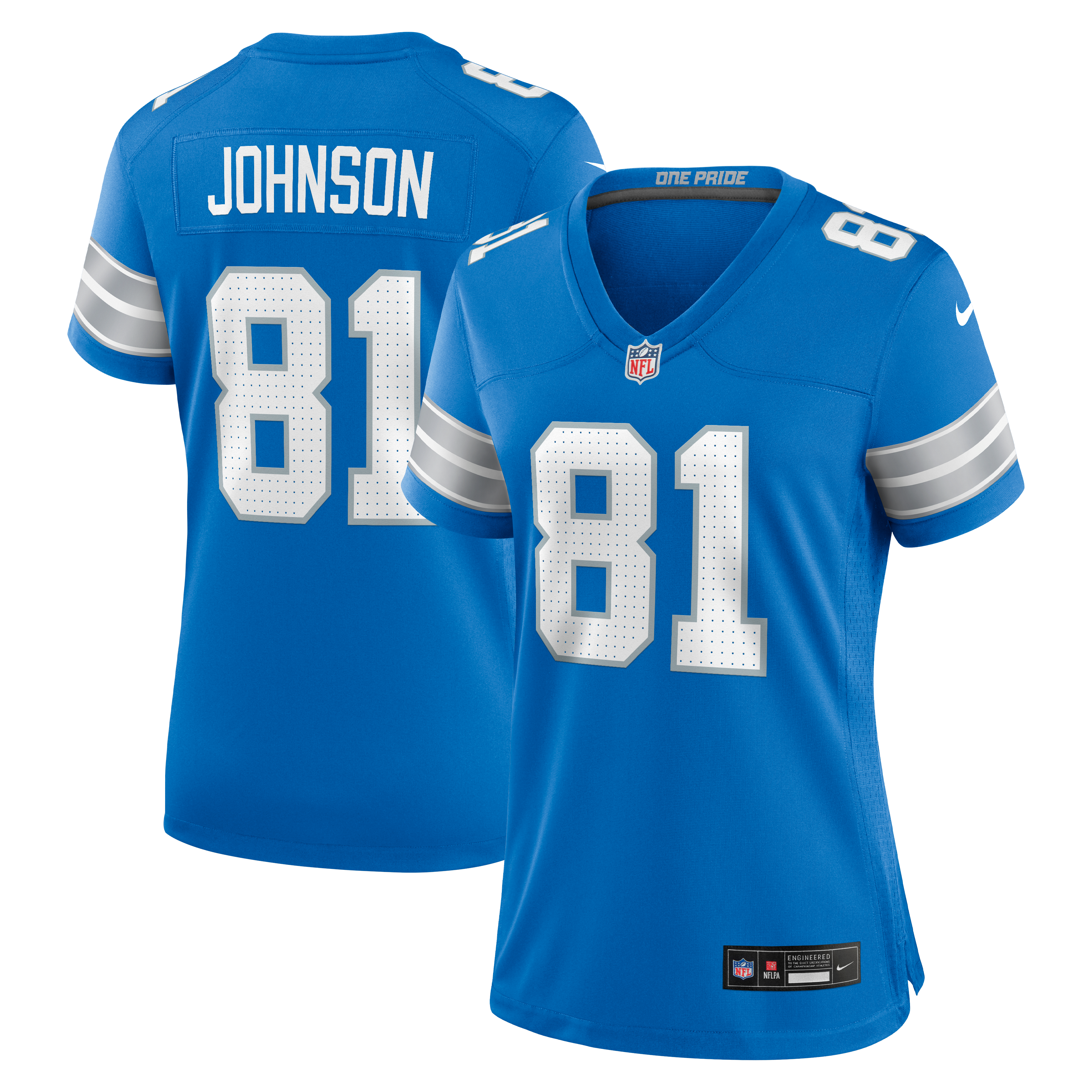 Calvin Johnson Detroit Lions Women's Team Retired Game Jersey - Blue