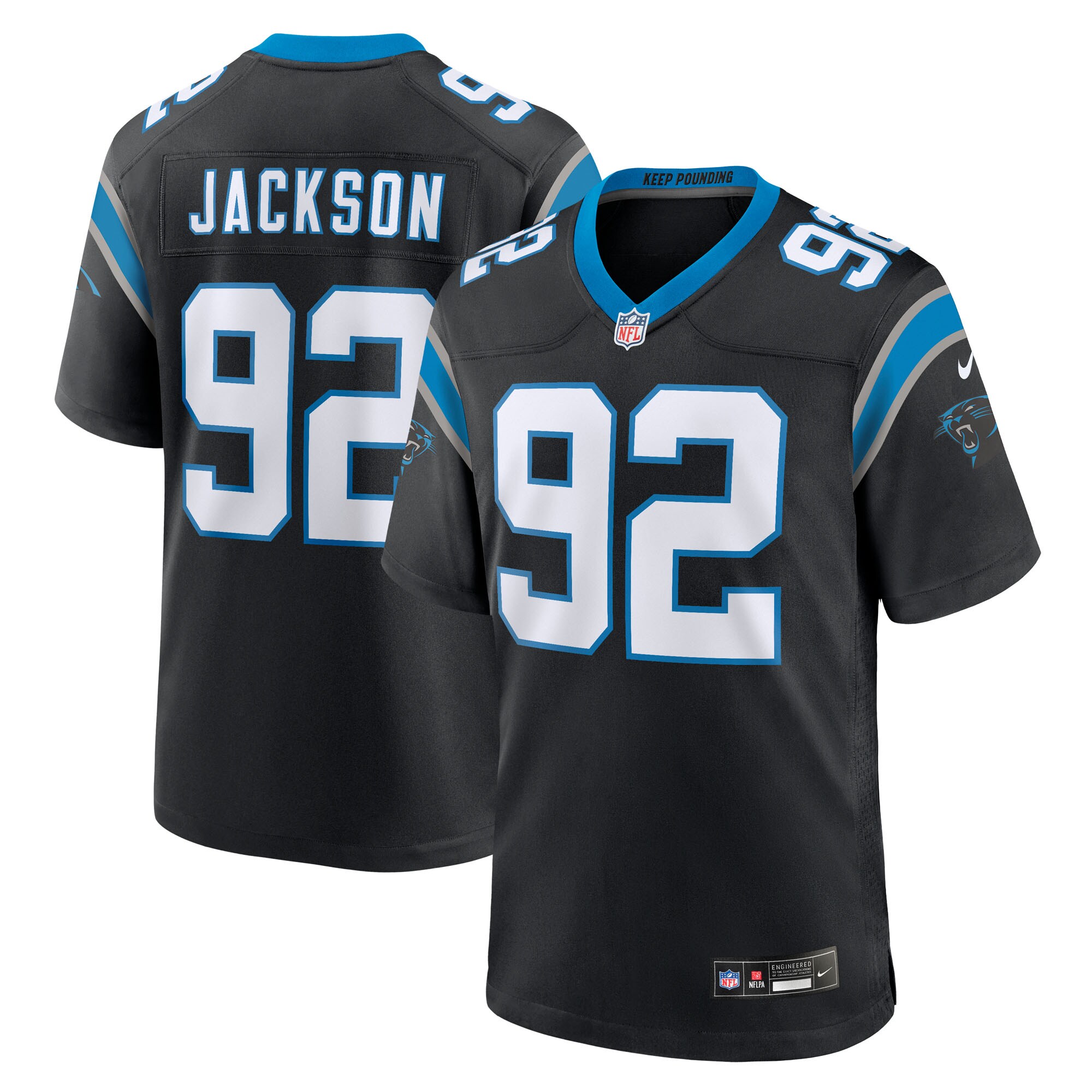 Cam Jackson Carolina Panthers Team Game Jersey - Black