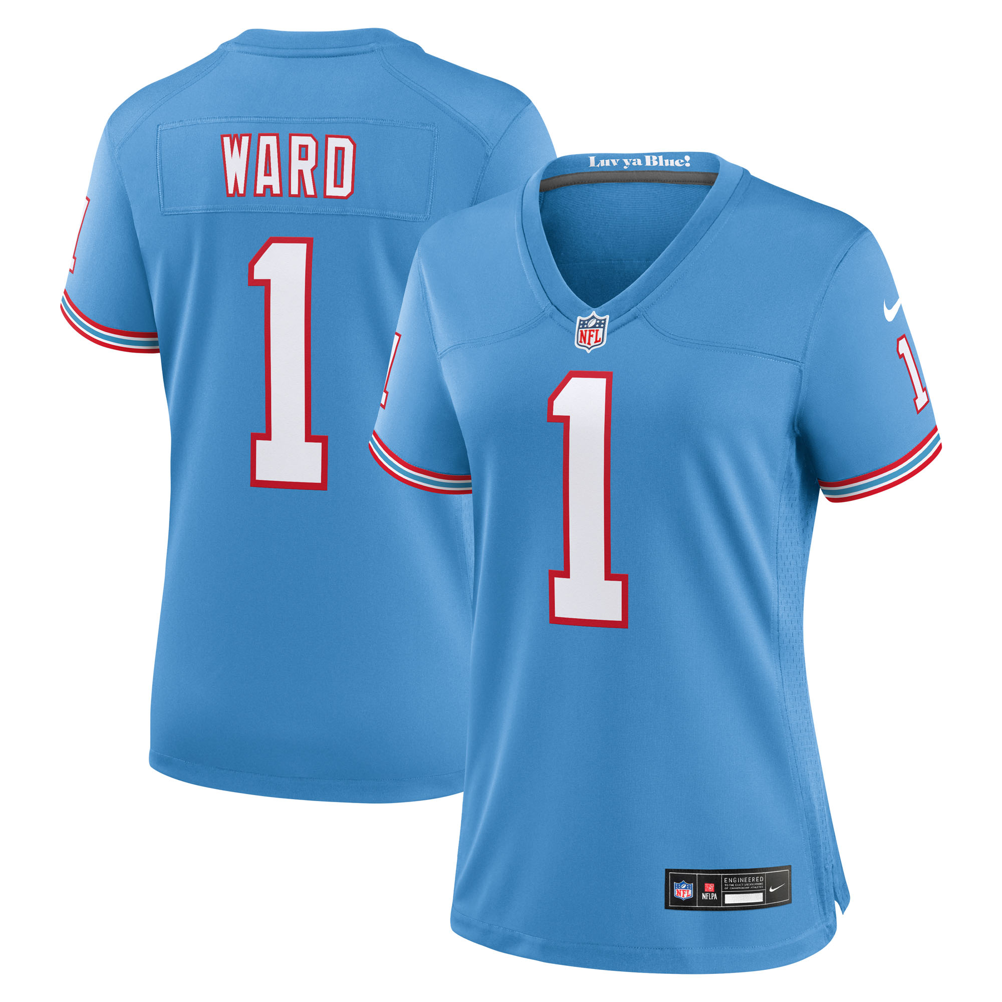 Cameron Ward Tennessee Titans Women's Alternate Oilers Throwback Game Jersey - Light Blue