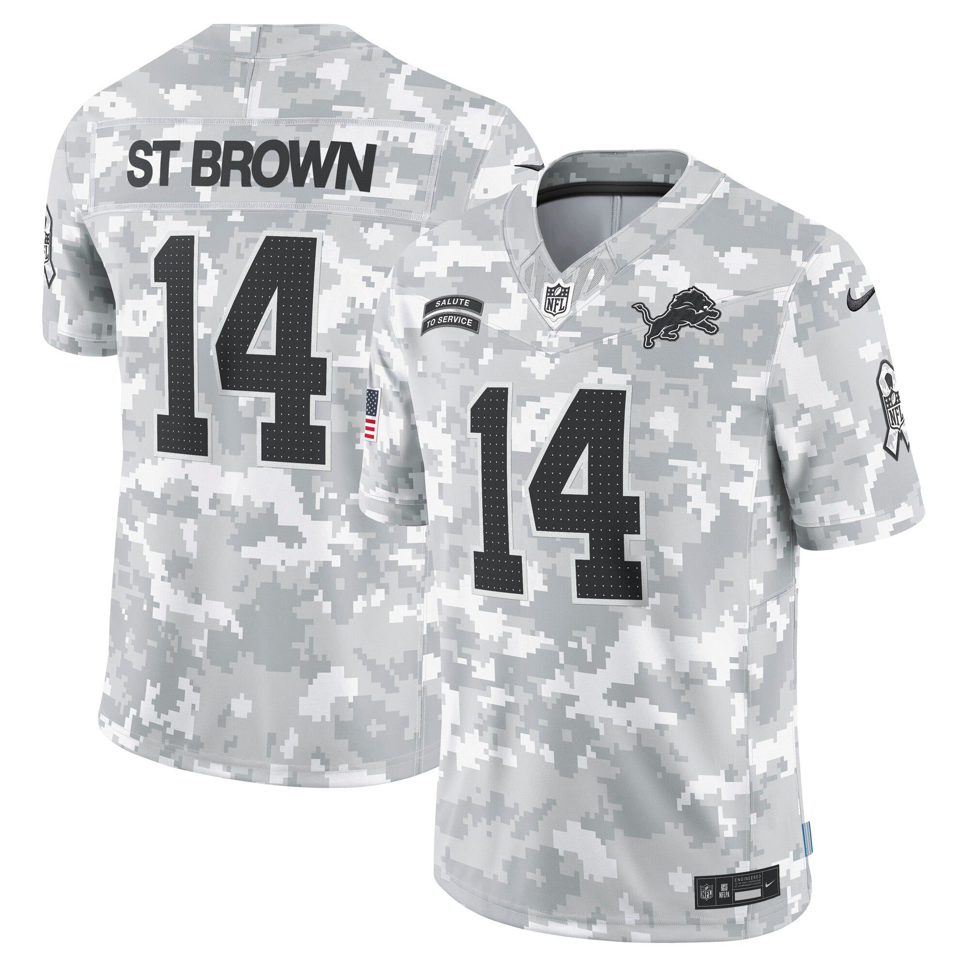 Alternative view of camo Nike Lions Hutchinson Jersey - Nike Lions Hutchinson #97 Camo