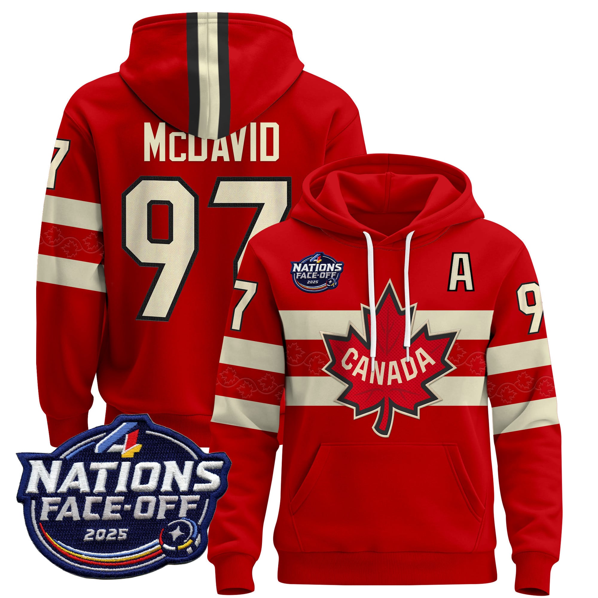 Canada McDavid #97 Hoodie - Nations Face-Off Canada McDavid #97 Red