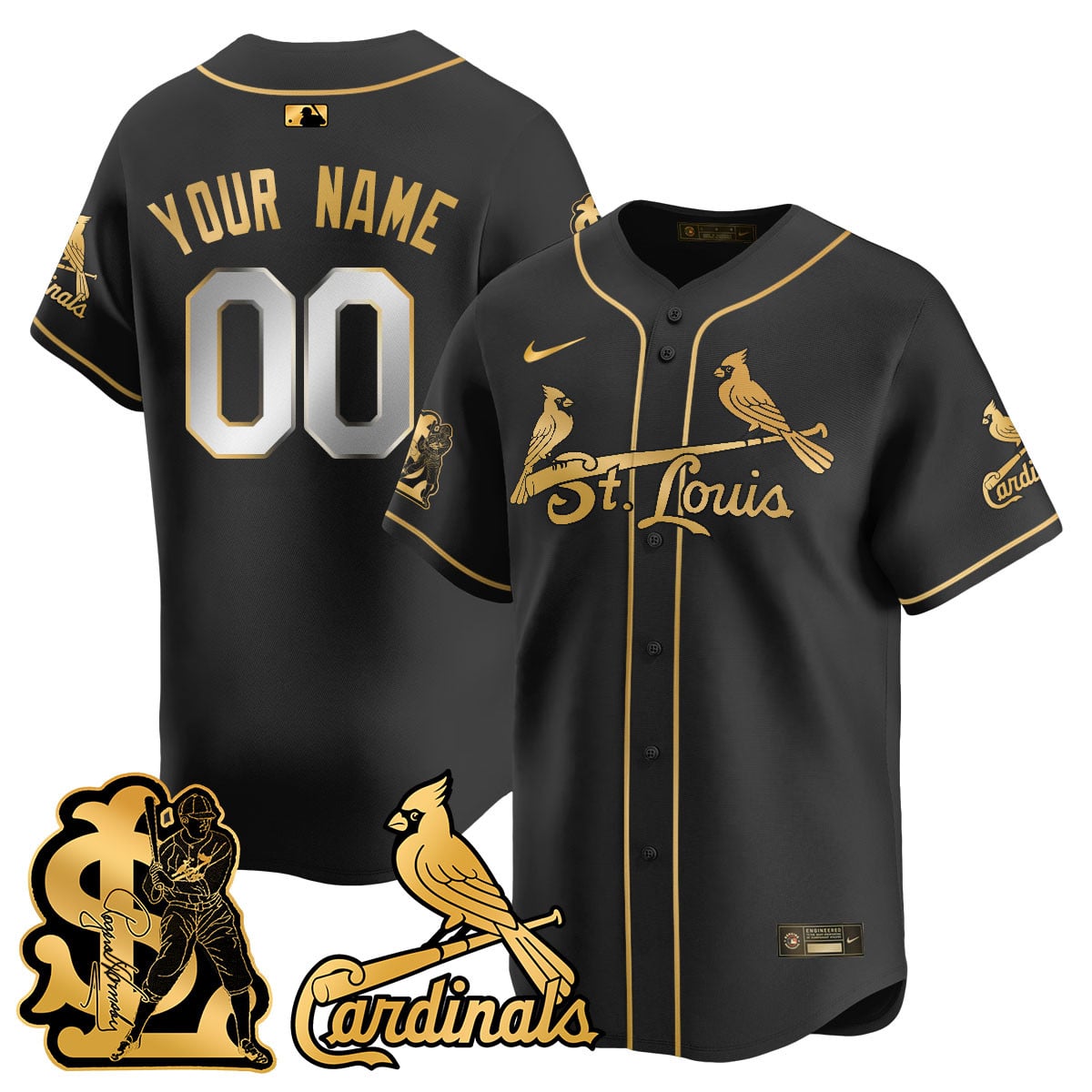 Cardinals Black Gold Jersey - Nike Cardinals Black & Gold Custom