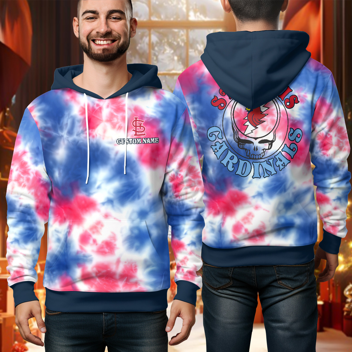 Alternative view of Cardinals Tie-Dye Hoodie - St. Louis Cardinals Tie-Dye Grateful Dead