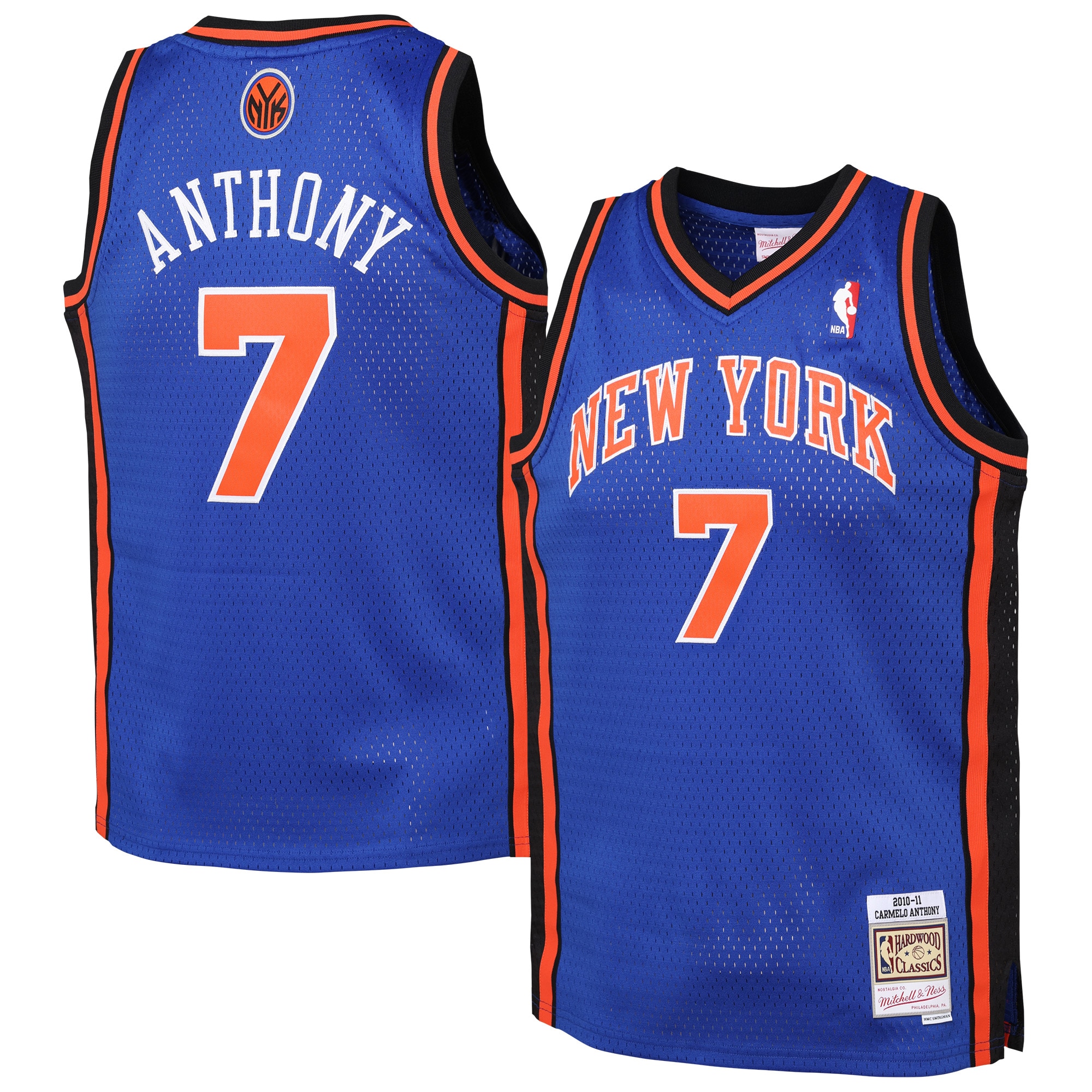Carmelo Anthony New York Knicks Youth 2010/11 Hardwood Classics Swingman Jersey - Blue