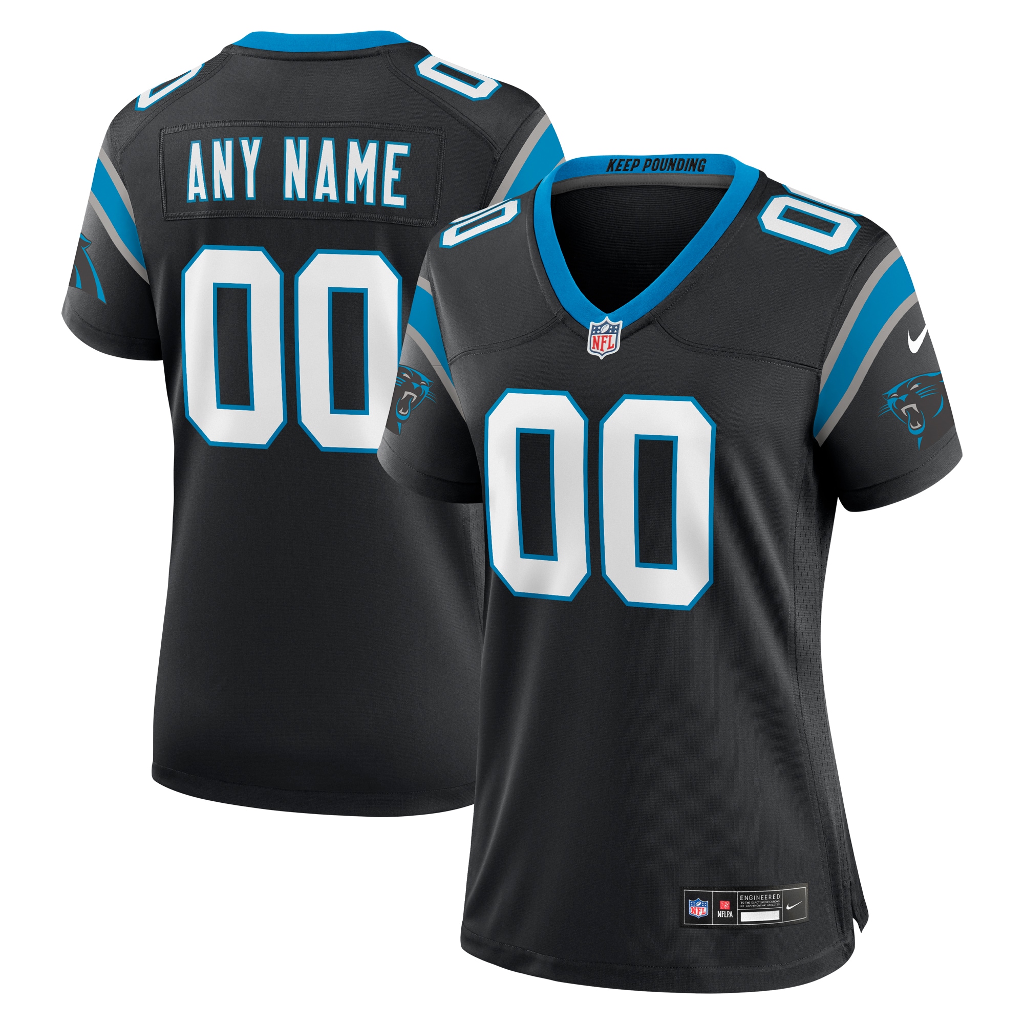 Carolina Panthers Women's Custom Game Jersey - Black