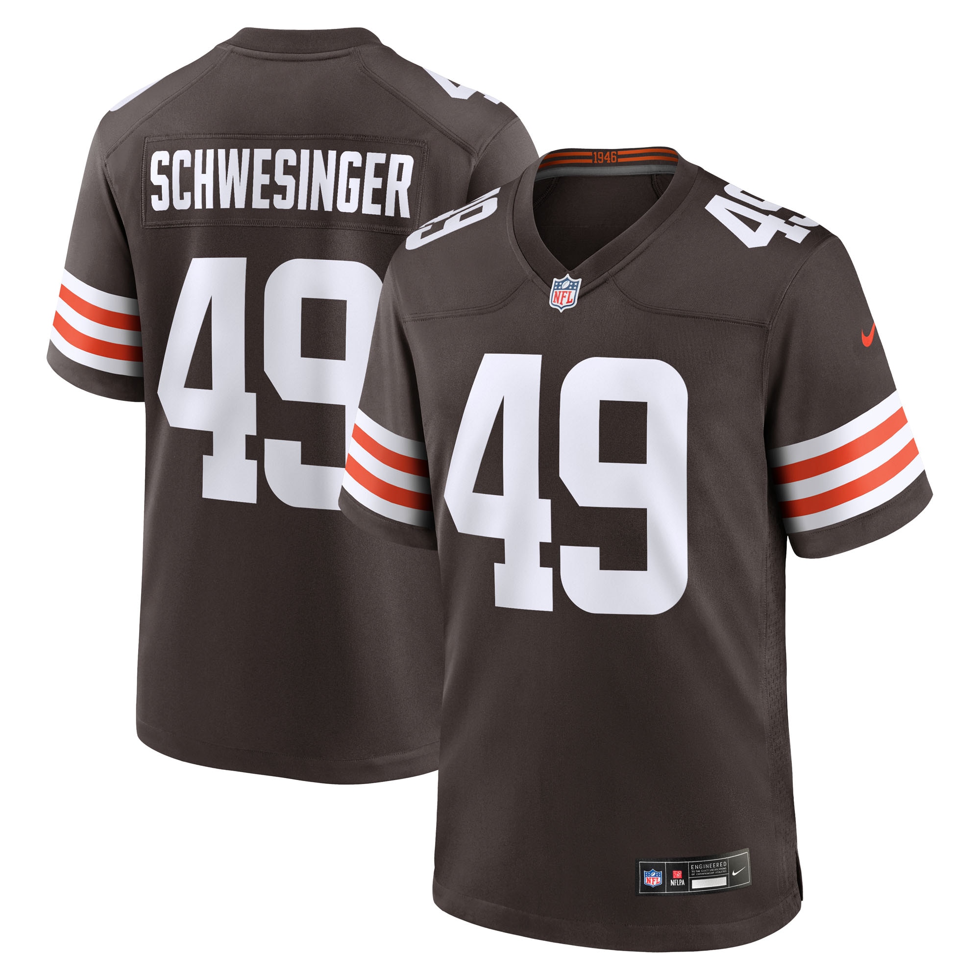 Carson Schwesinger Cleveland Browns 2025 Draft Game Jersey - Brown