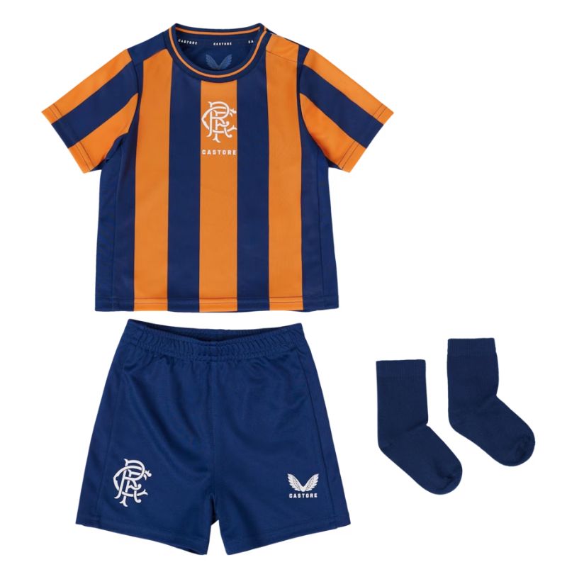 Castore Rangers Kids Kit - Orange & Blue Striped Jersey Set