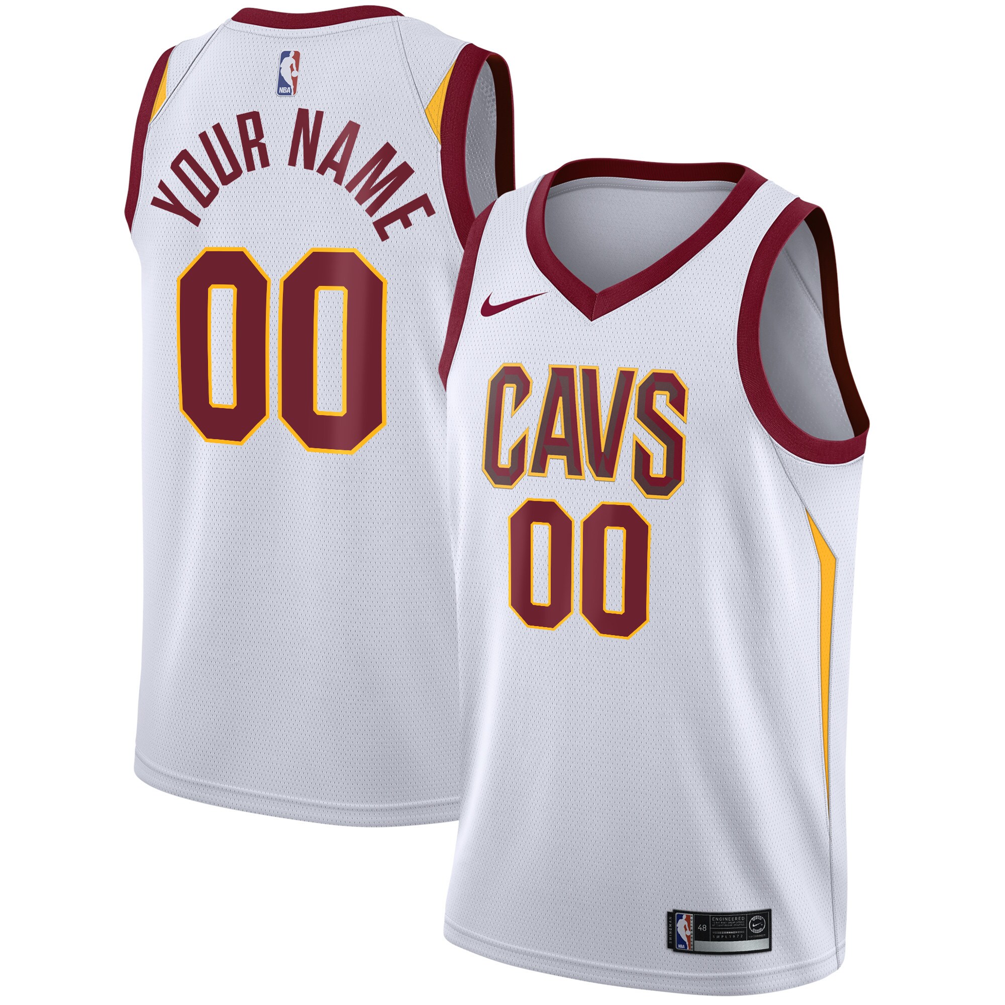 Alternative view of Cavs White Custom Jersey - Nike - Wine & Gold Edition