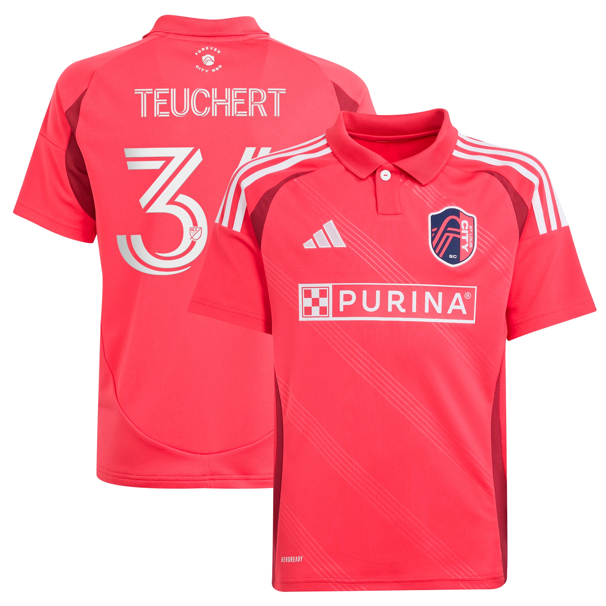 Cedric Teuchert St. Louis City SC Youth 2025 Forever CITY Red Player Jersey - Pink