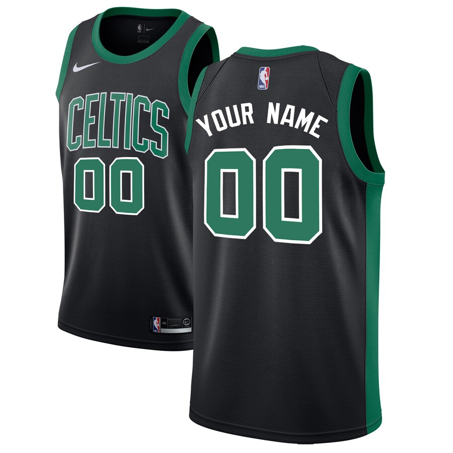 Celtics Black Green Jersey - Nike Celtics Black & Green Custom Jersey