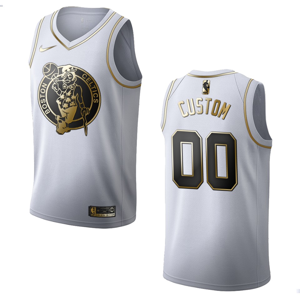 Celtics Golden Edition Jersey - Celtics White Golden Edition Custom