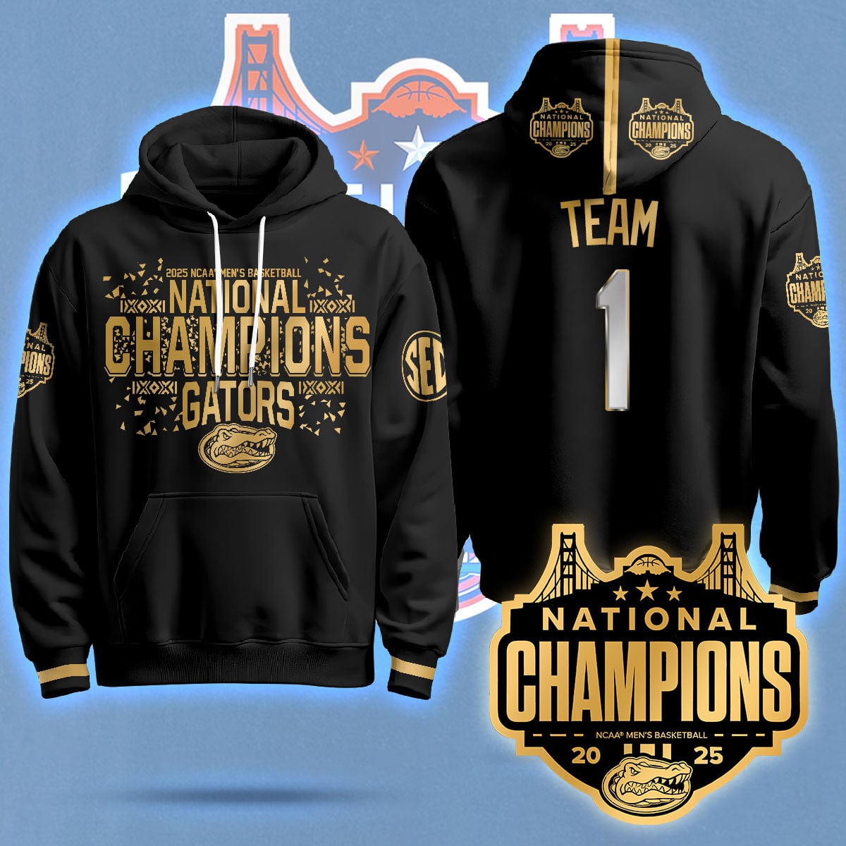 champions Florida Gators Black Hoodie - Florida Gators 2025 Champions