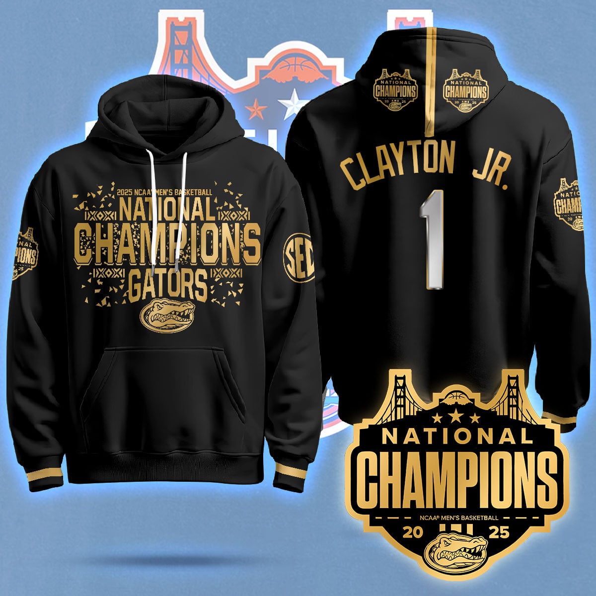 Alternative view of champions Florida Gators Black Hoodie - Florida Gators 2025 Champions