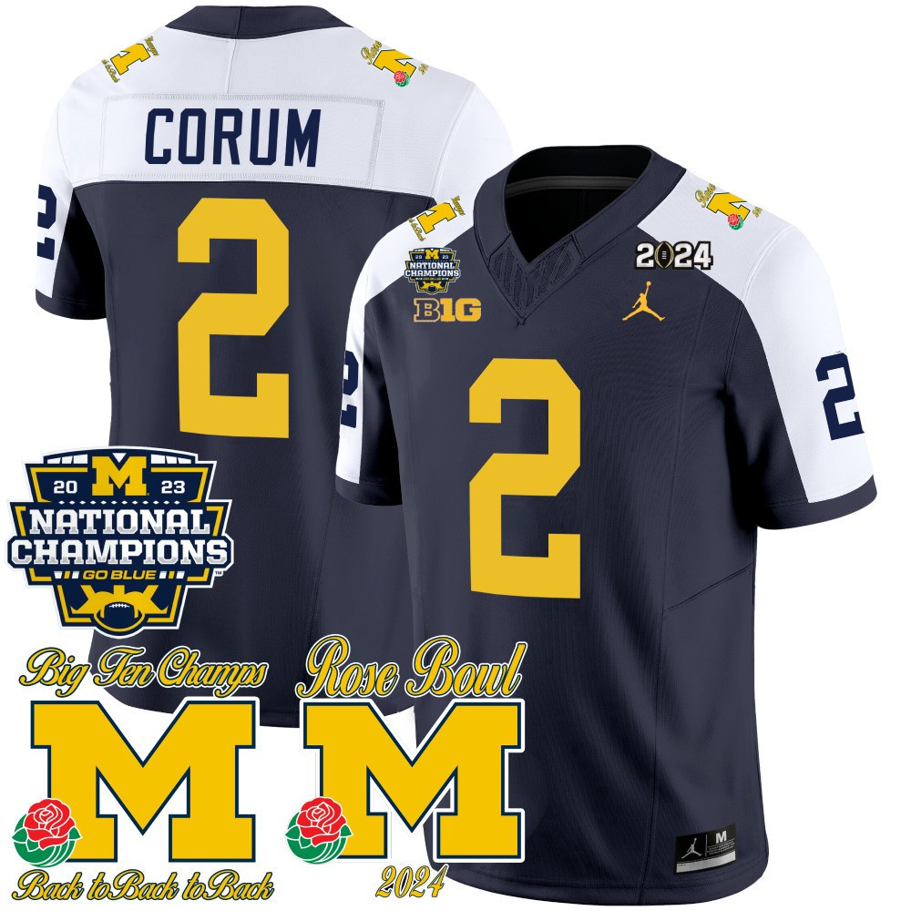Alternative view of champs Michigan Wolverines Navy Jersey - Michigan Wolverines #9 Navy