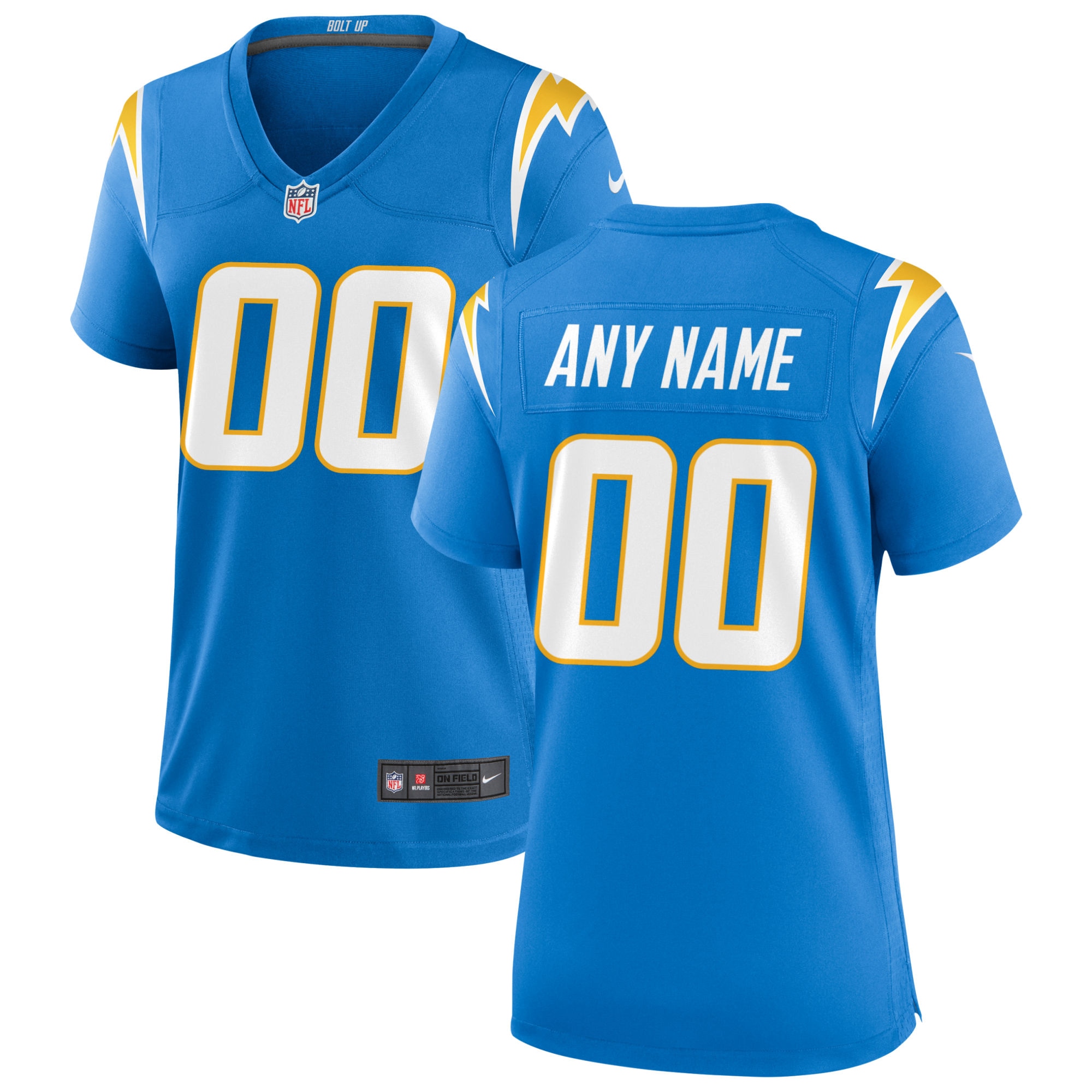 Chargers Powder Blue Custom Jersey nike personalize - Nike Chargers