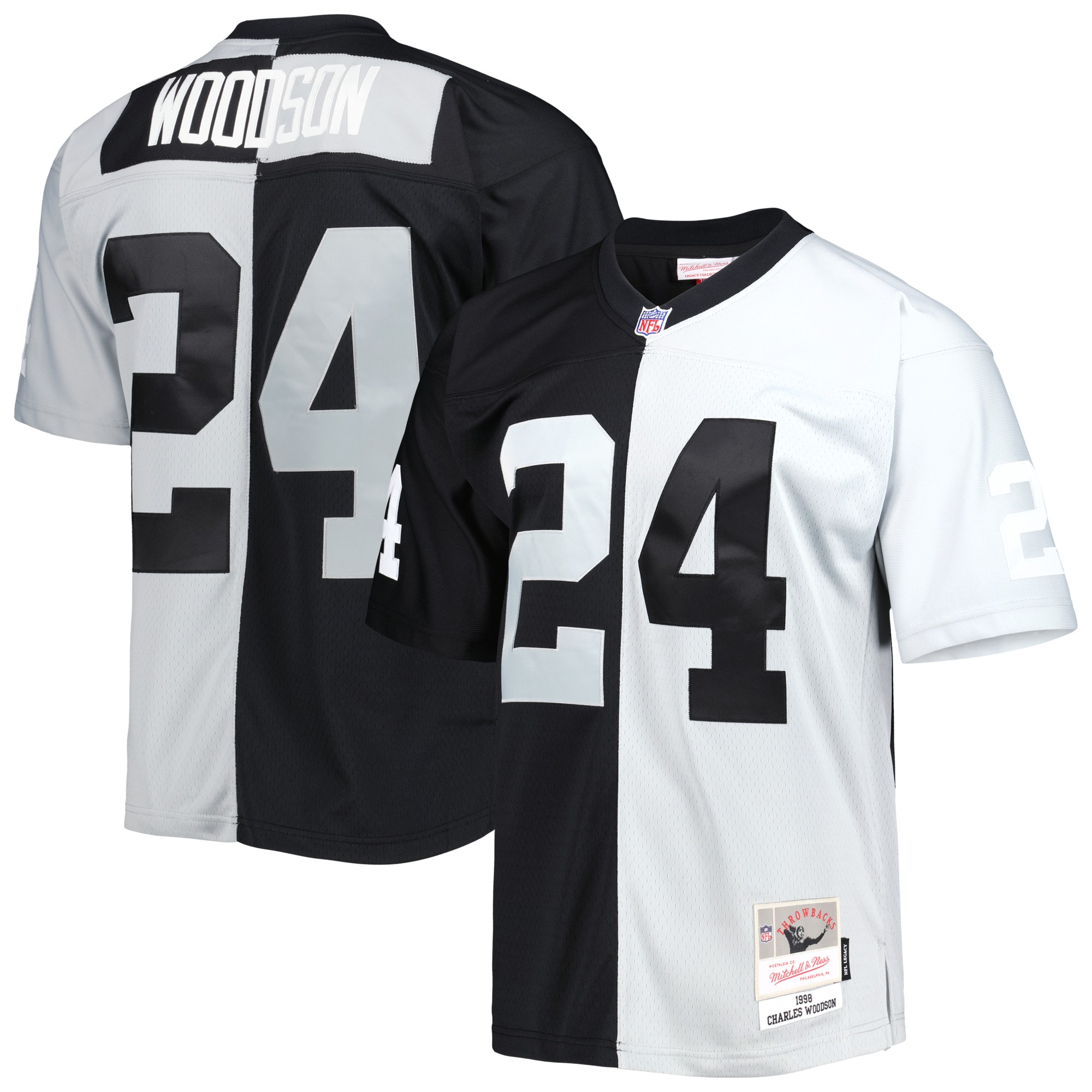 Charles Woodson Las Vegas Raiders 1998 Split Legacy Jersey - Black/Silver