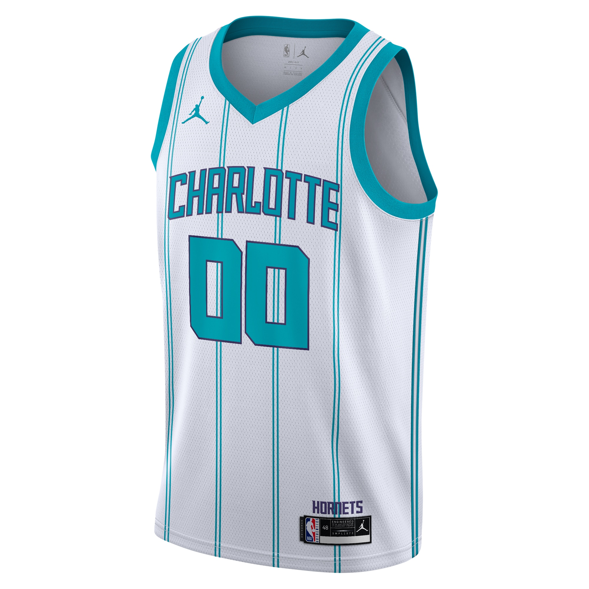 Alternative view of charlotte Jordan Hornets White Custom Jersey - Jordan Charlotte