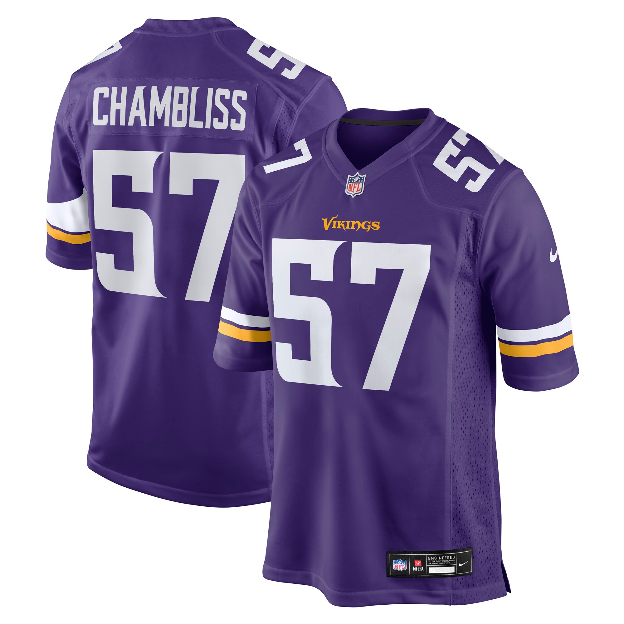 Chaz Chambliss Minnesota Vikings Team Game Jersey - Purple
