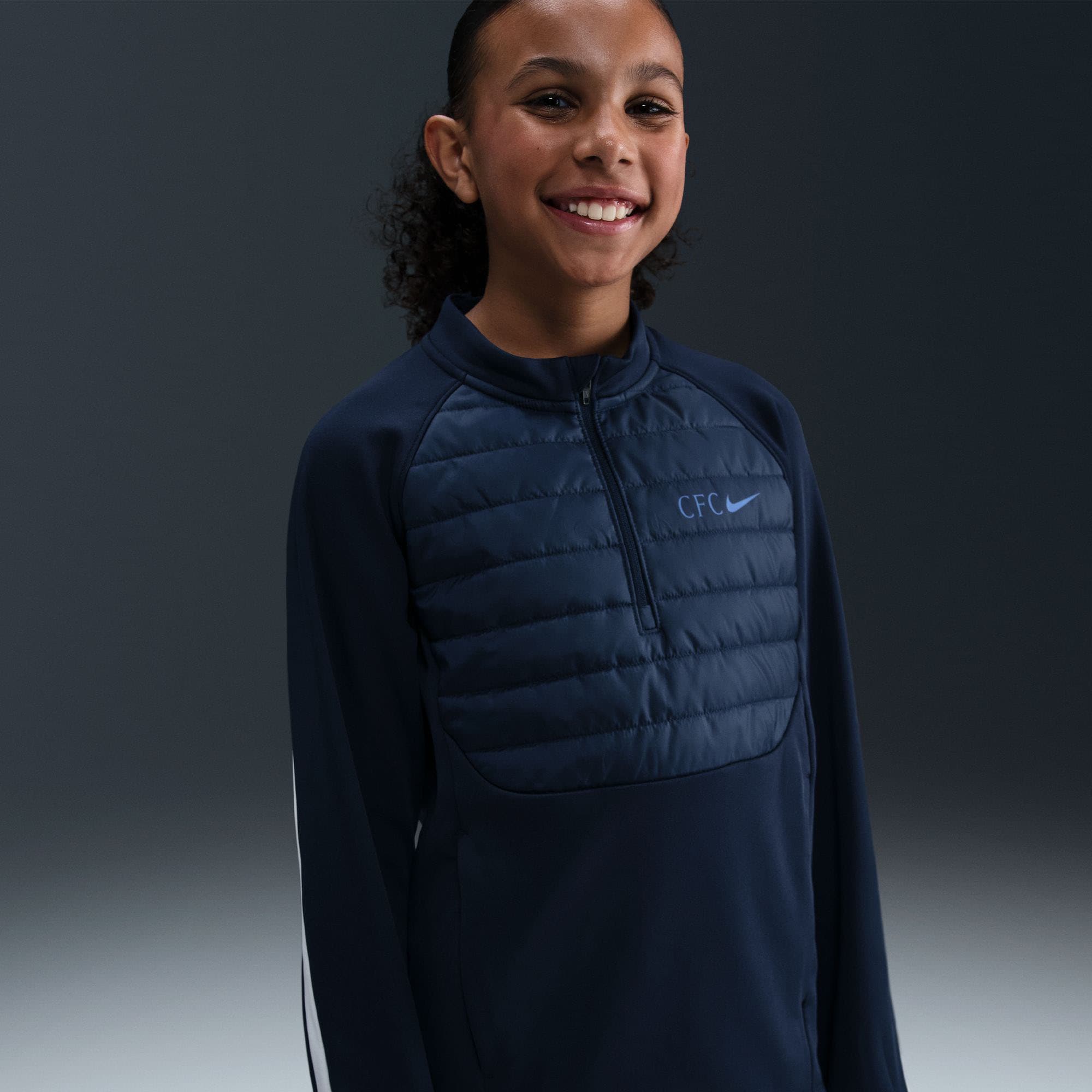 Chelsea Youth 2025/26 Academy Winter Warrior Drill Training Top - Navy