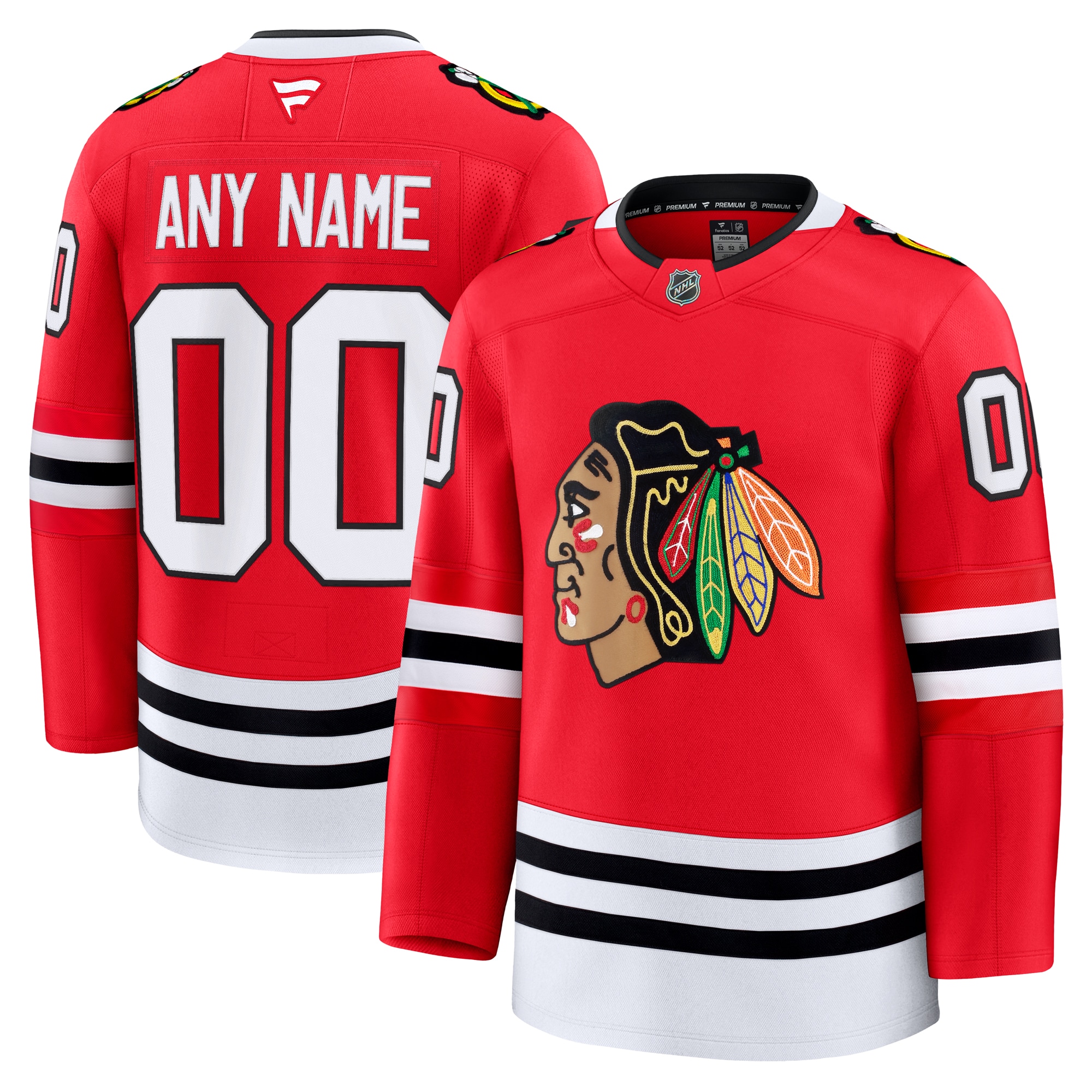 Chicago Blackhawks Fanatics Home Premium Custom Jersey - Red