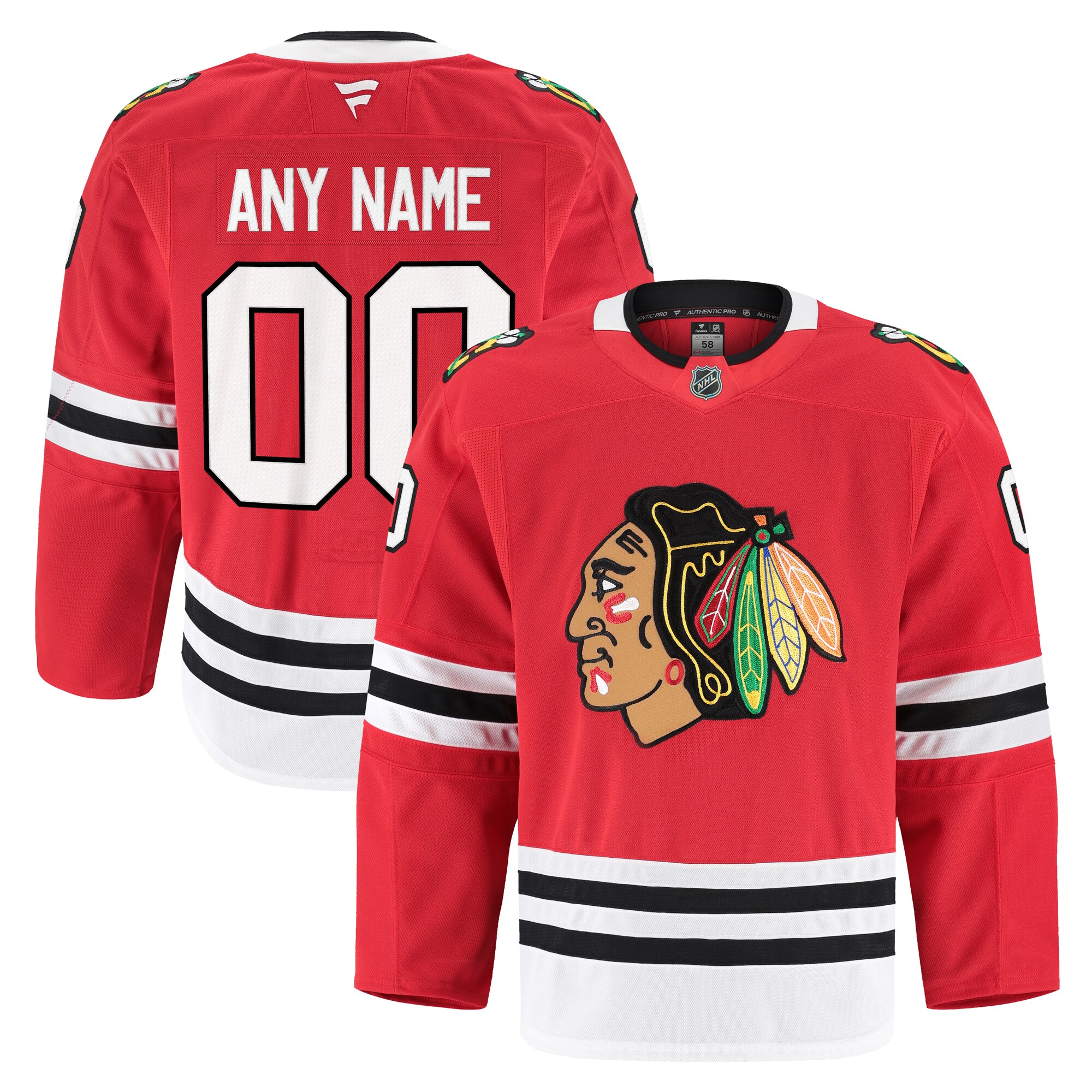 Chicago Blackhawks Fanatics Home Pro Custom Jersey - Red