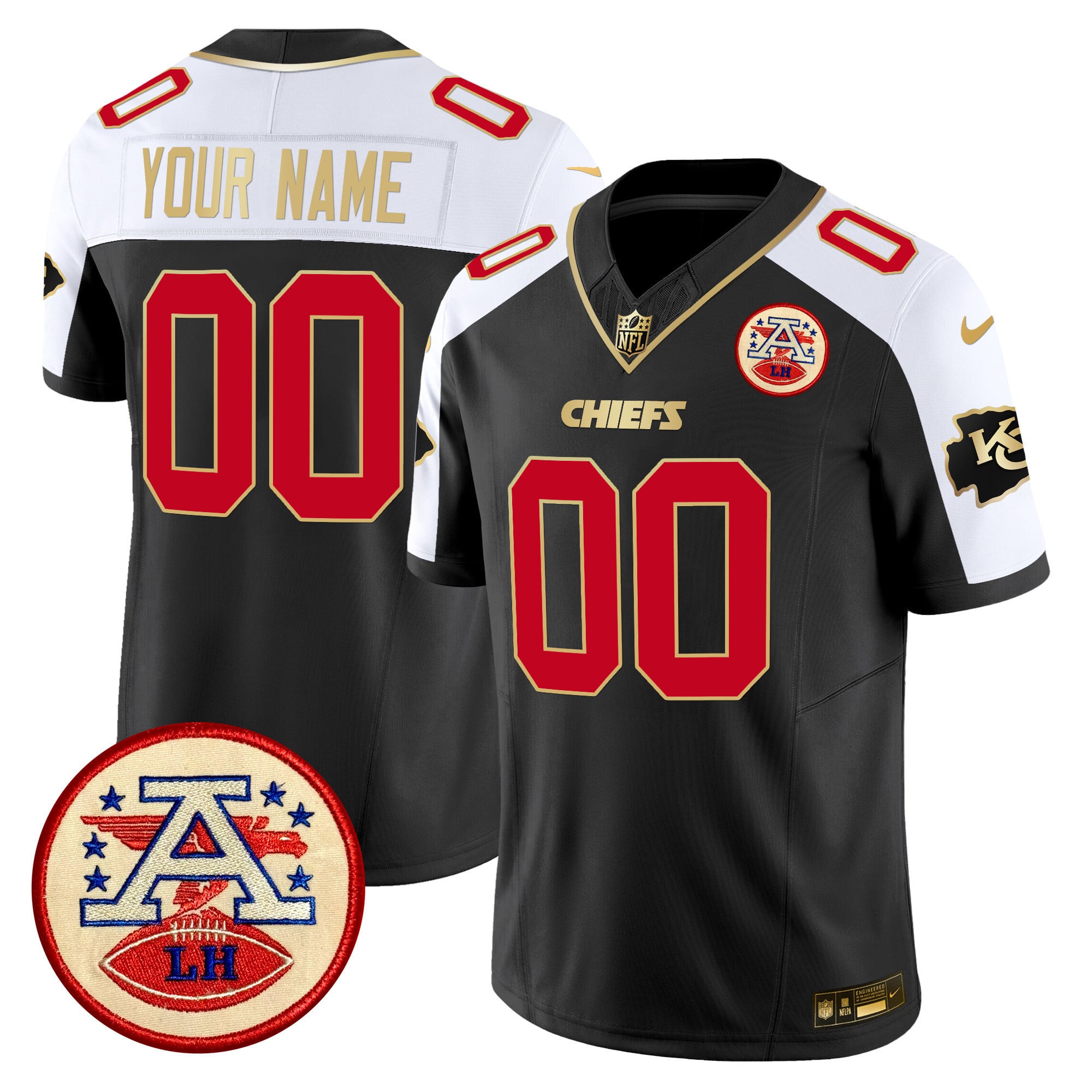 Chiefs Black LH Jersey - Nike Chiefs Black LH Patch Jersey - Custom