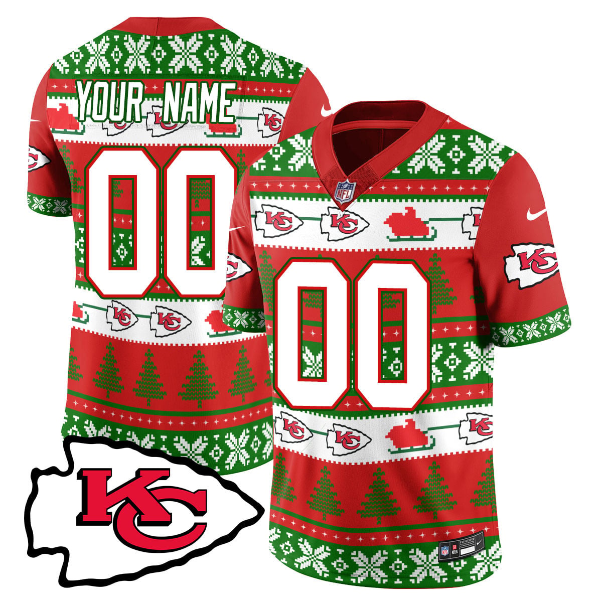 Chiefs Christmas Jersey - Custom NFL Sweater - Red
