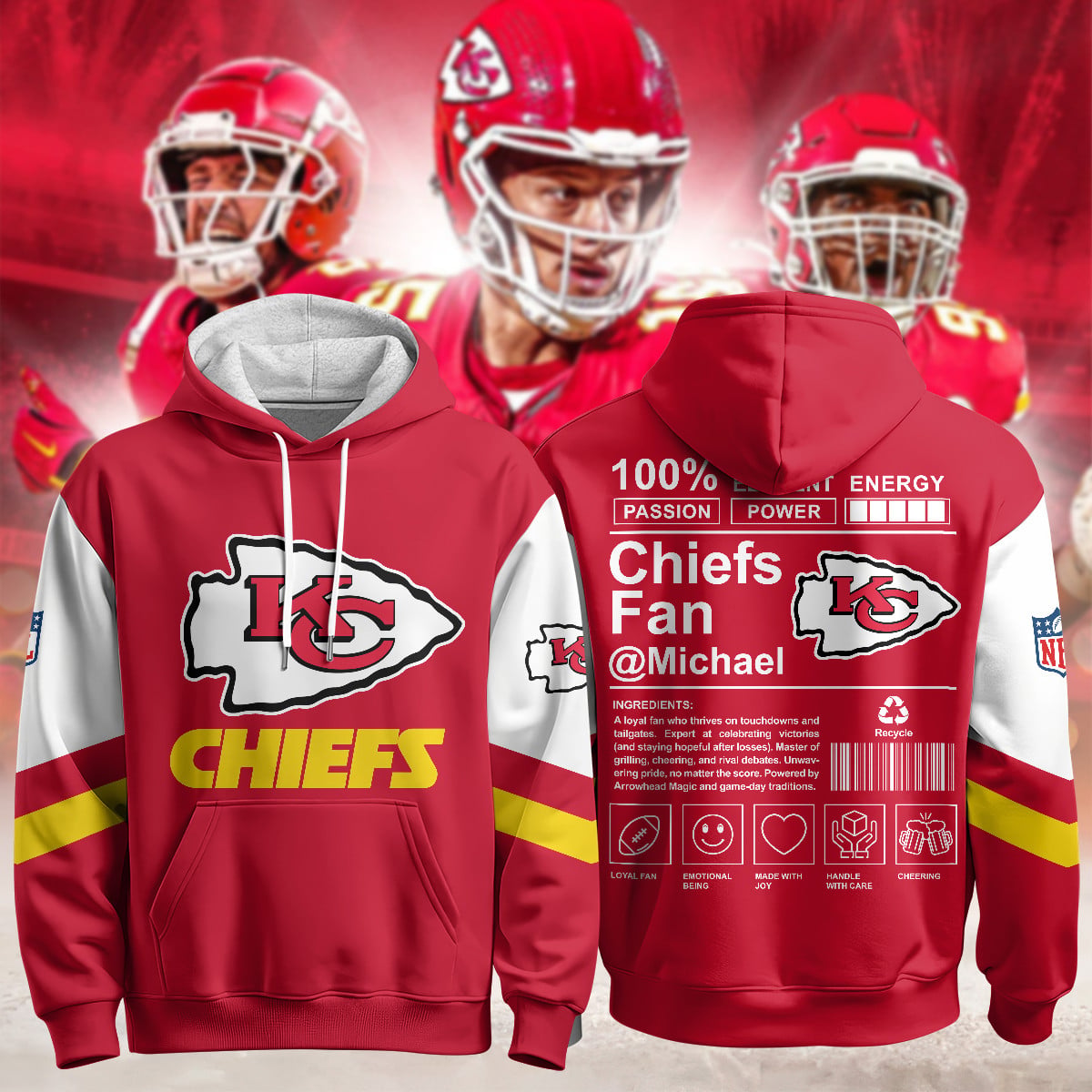Chiefs Fan Red Hoodie - Chiefs Fan @Michael Red Hoodie - NFL Apparel