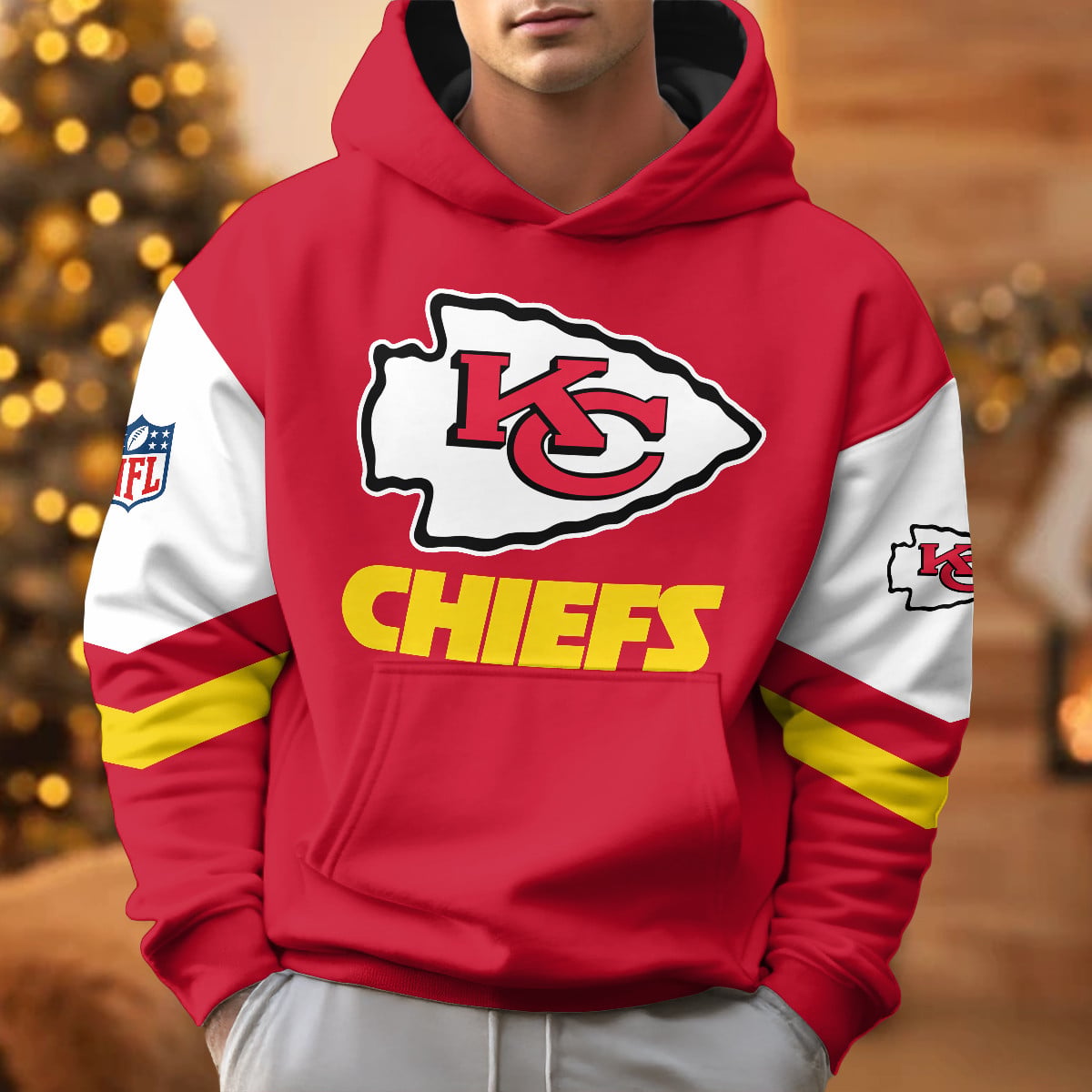 Alternative view of Chiefs Fan Red Hoodie - Chiefs Fan @Michael Red Hoodie - NFL Apparel