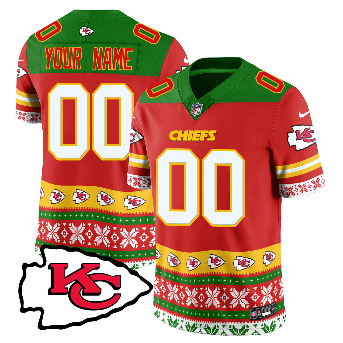 Chiefs Holiday Sweater Jersey - Custom NFL Apparel