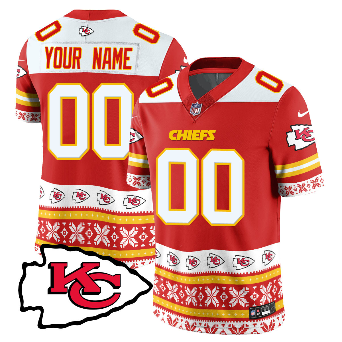 Alternative view of Chiefs Holiday Sweater Jersey - Custom NFL Apparel