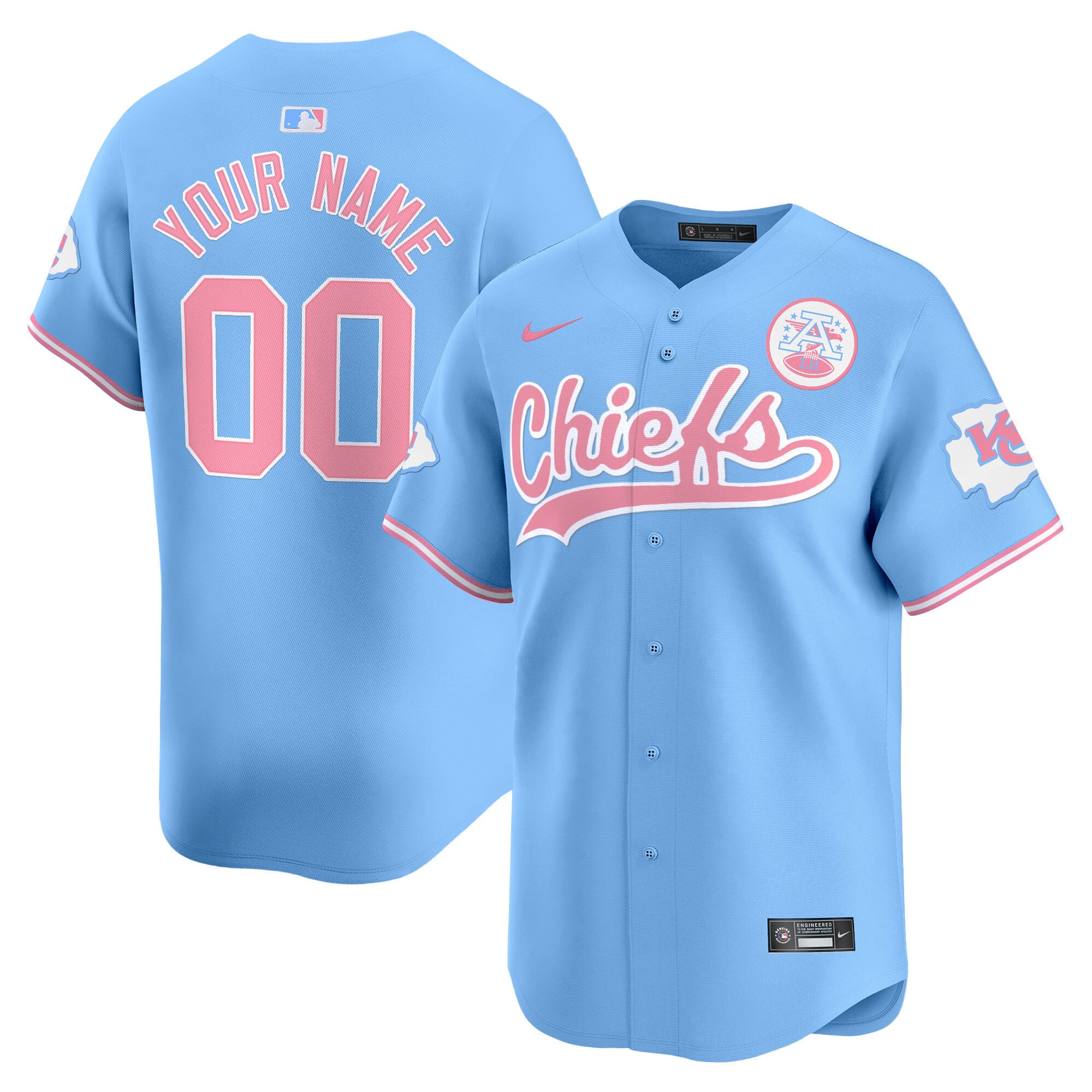 Alternative view of Chiefs Pink Custom Jersey - Nike - Personalized Baseball Style