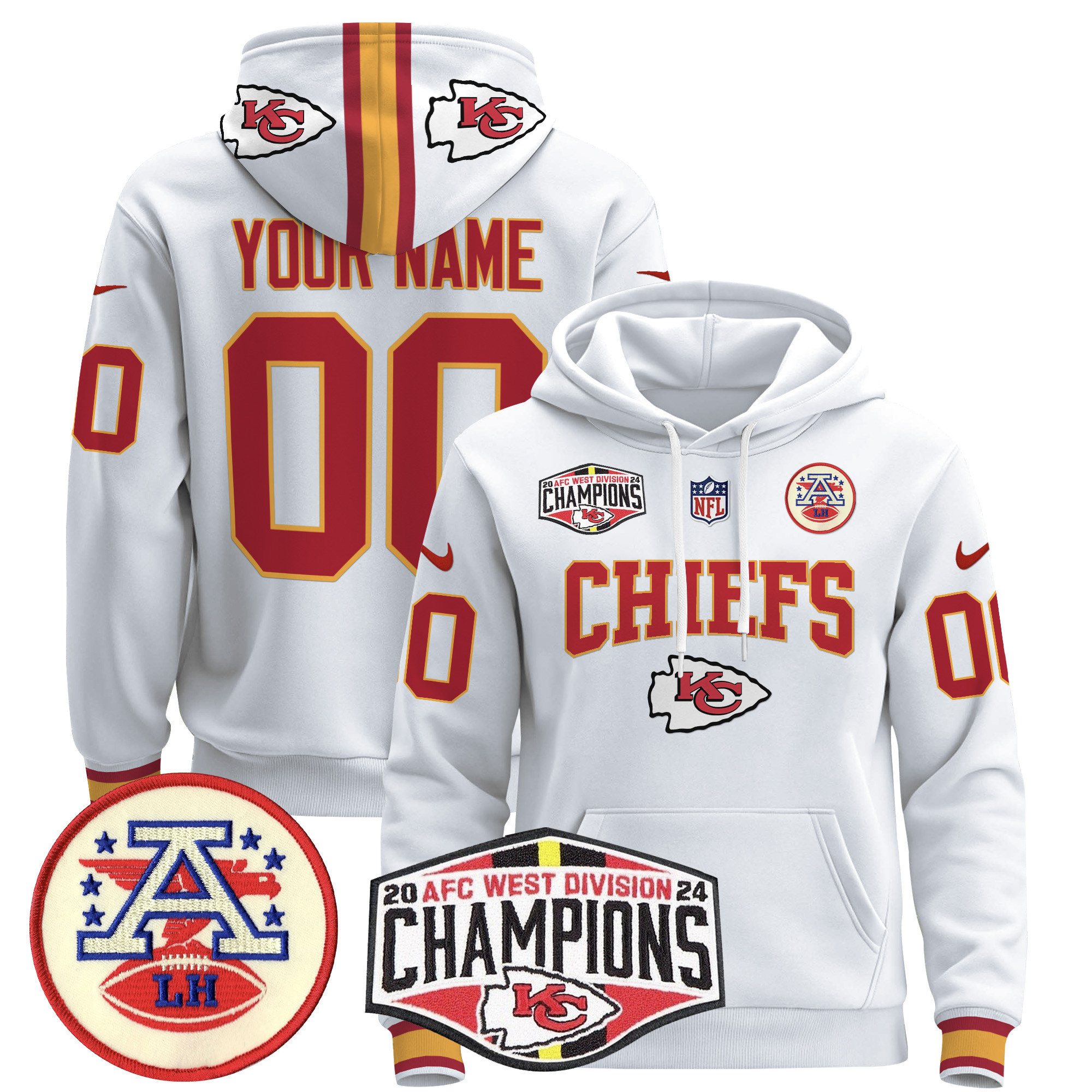 Alternative view of Chiefs Red Champions Hoodie - Nike - Custom Name & Number