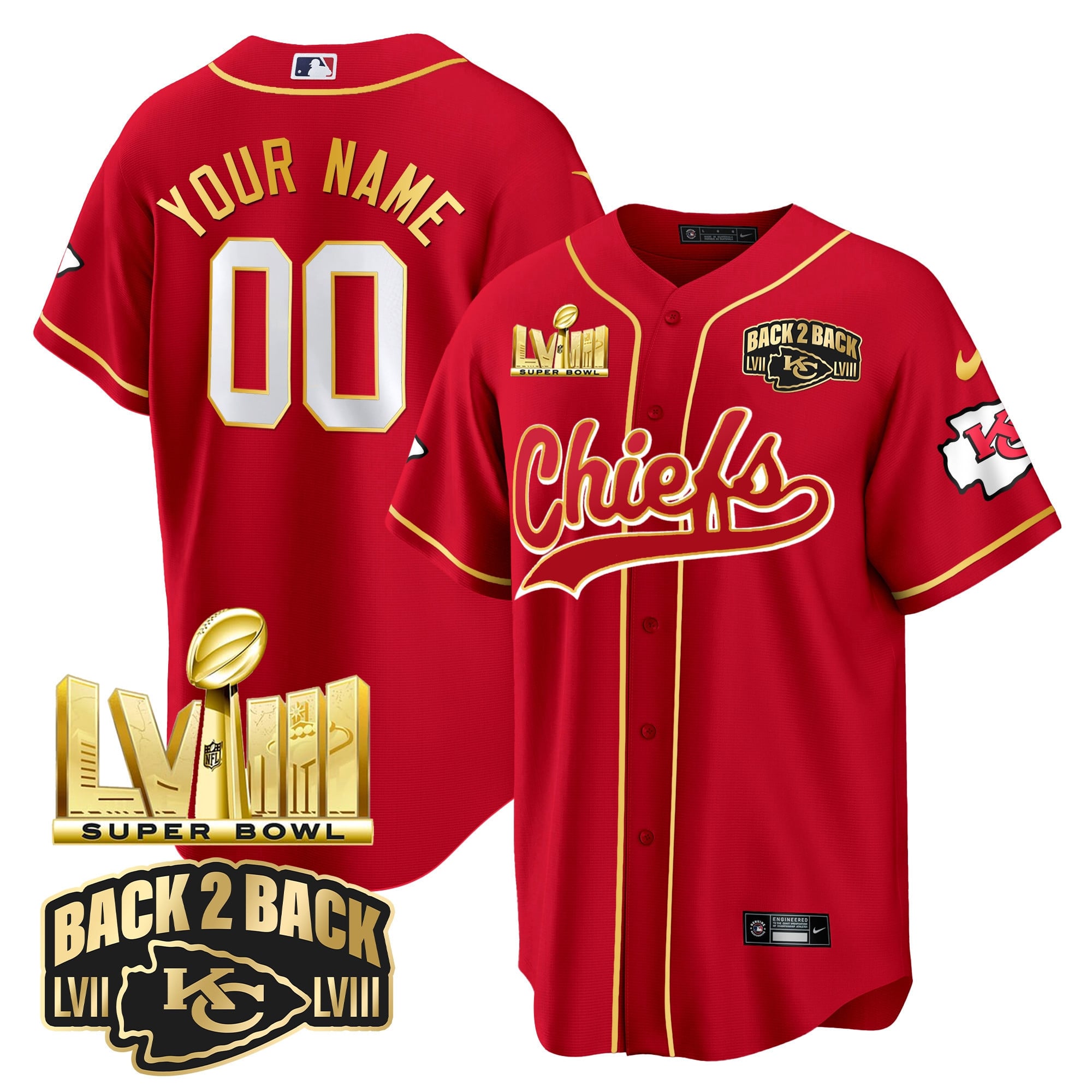 Chiefs Super Bowl LVIII Jersey - Nike - Custom Red