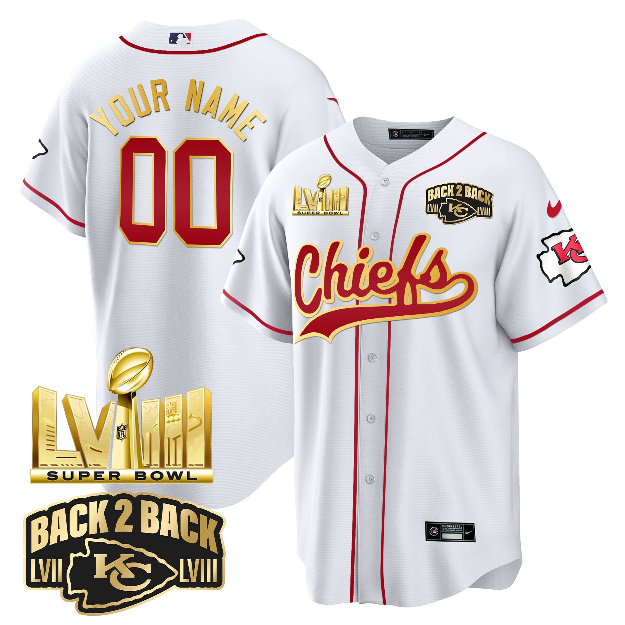 Alternative view of Chiefs Super Bowl LVIII Jersey - Nike - Custom Red