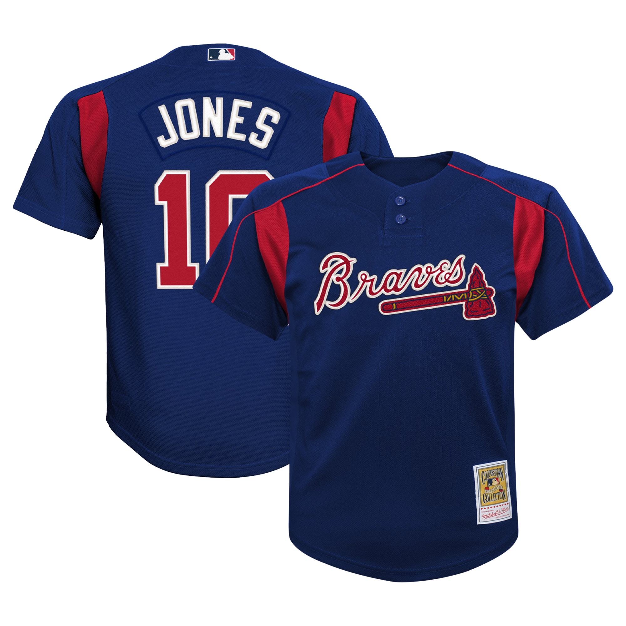 Chipper Jones Atlanta Braves Youth Cooperstown Collection Mesh Batting Practice Jersey - Navy
